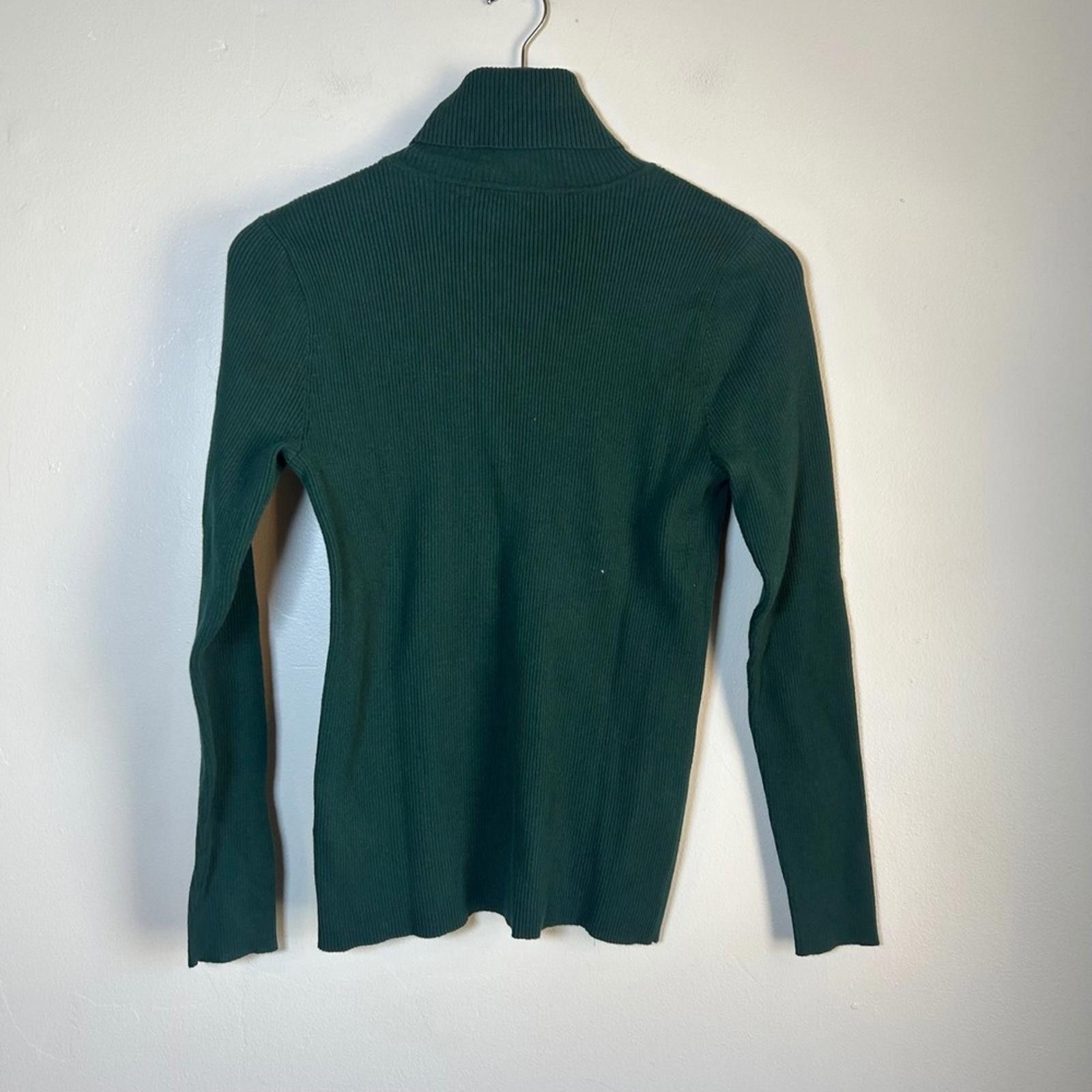 Lauren Ralph Lauren Lauren Ralph Lauren Turtleneck Sweater Large Green Ribbed Size L / US 10 / IT 46 - 2 Thumbnail