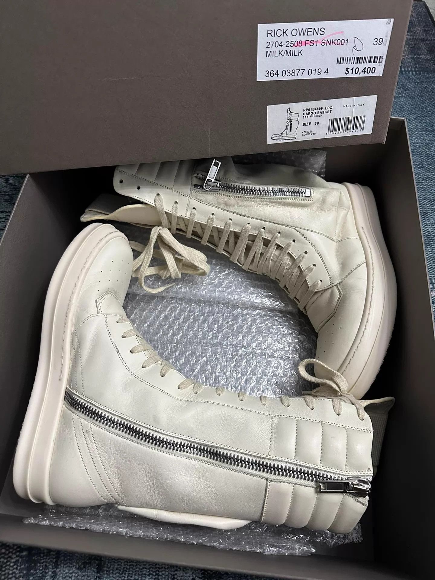 Rick Owens Rick Owens Cargo Basket White Hi-Top Boots W39 Size US 8.5 / IT 38.5 - 8 Thumbnail