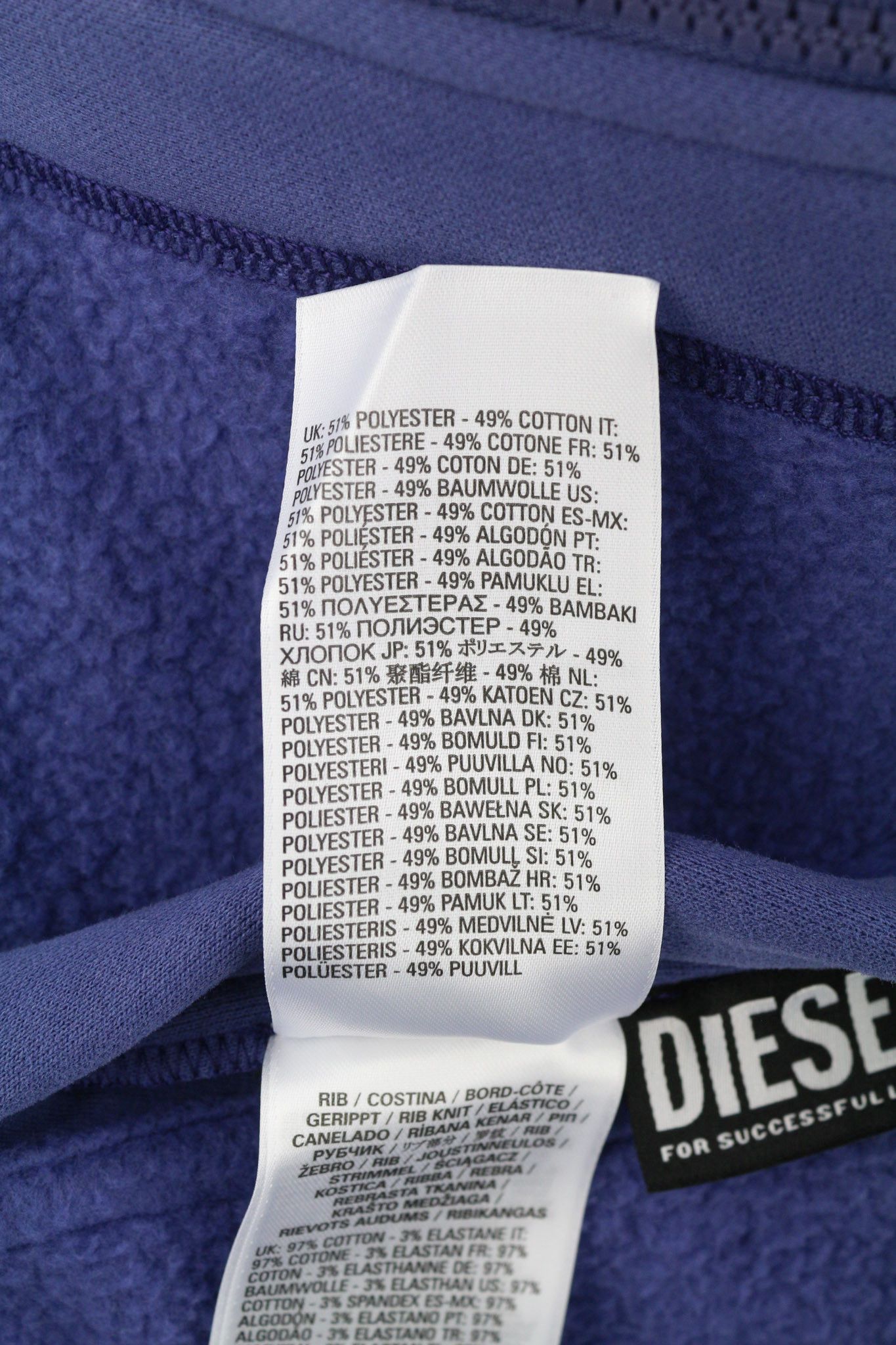 Diesel S-Rummes-Zip-Rev Men Hoodie L Blue RRP€250 Fleece 40113 Size US L / EU 52-54 / 3 - 9 Thumbnail