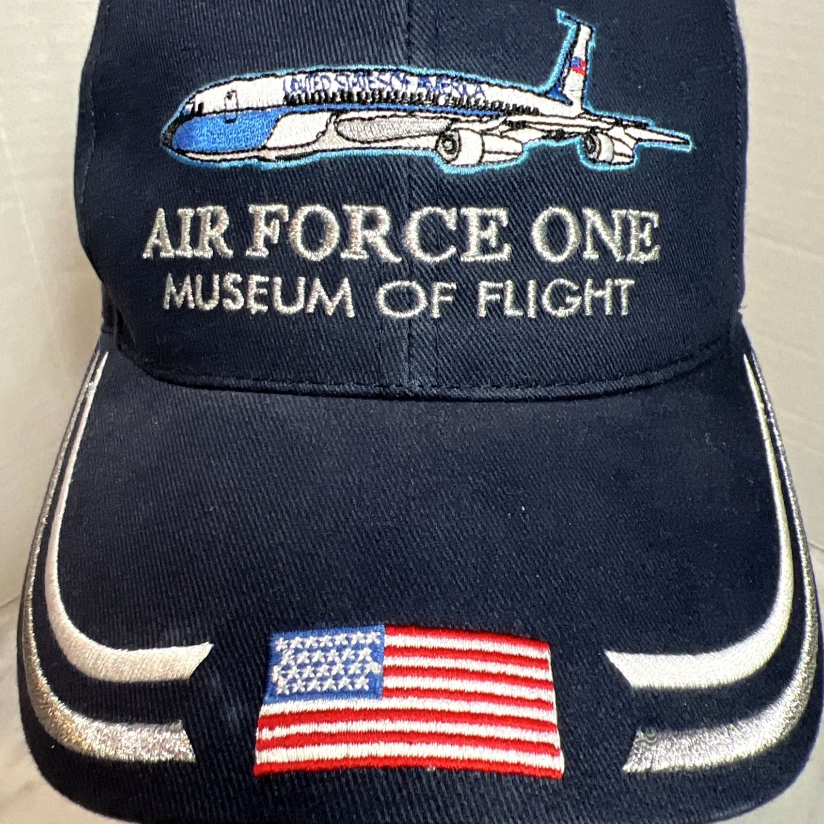 Vintage VINTAGE Air Force One Museum Of Flight Hat Strapback West Coast Novelty Flag Metallic Mens Size ONE SIZE - 3 Thumbnail