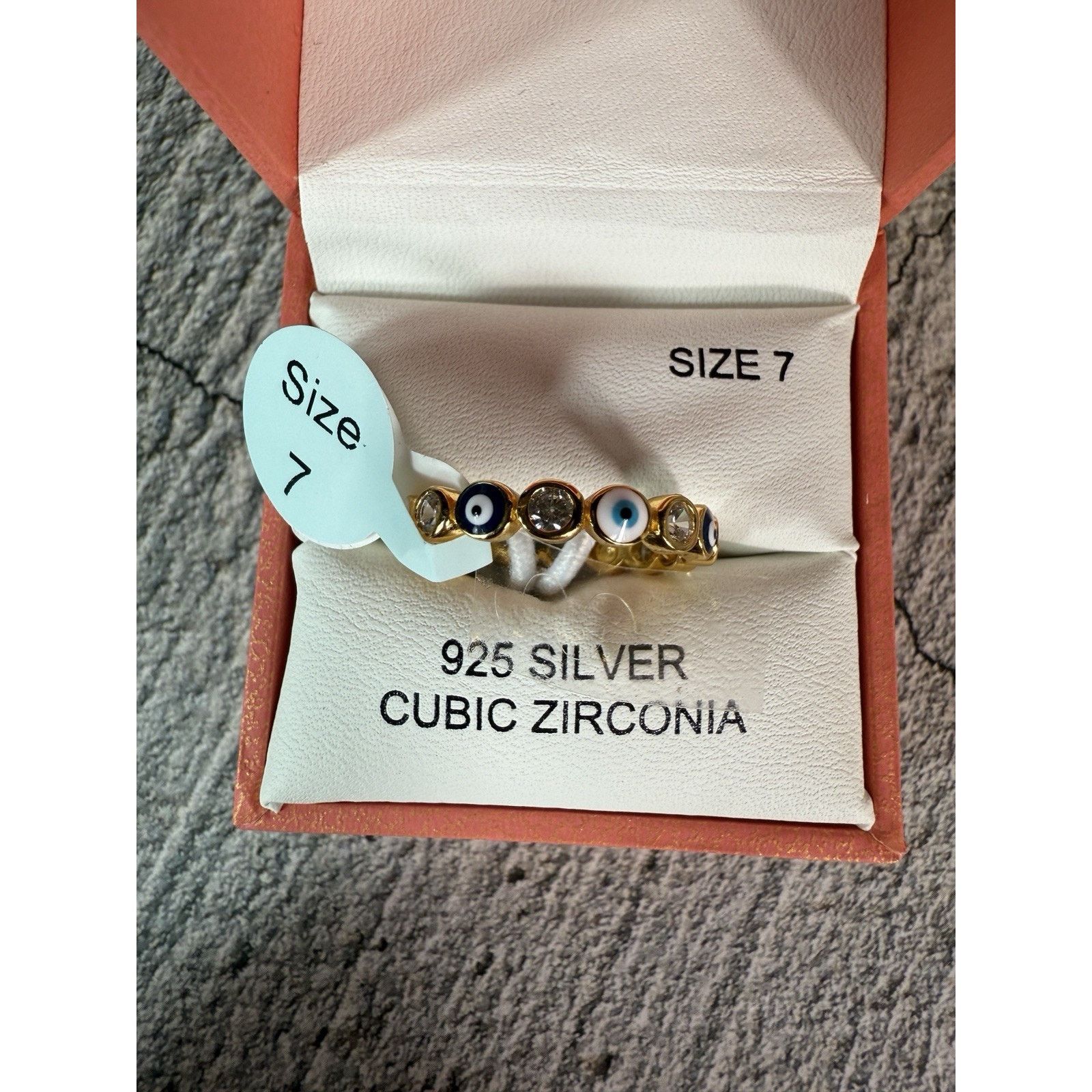 Rachel Zoe BOX Rachel Zoe 925 Silver Vermeil CZ Evil Eye Ring-7 Size ONE SIZE - 1 Thumbnail