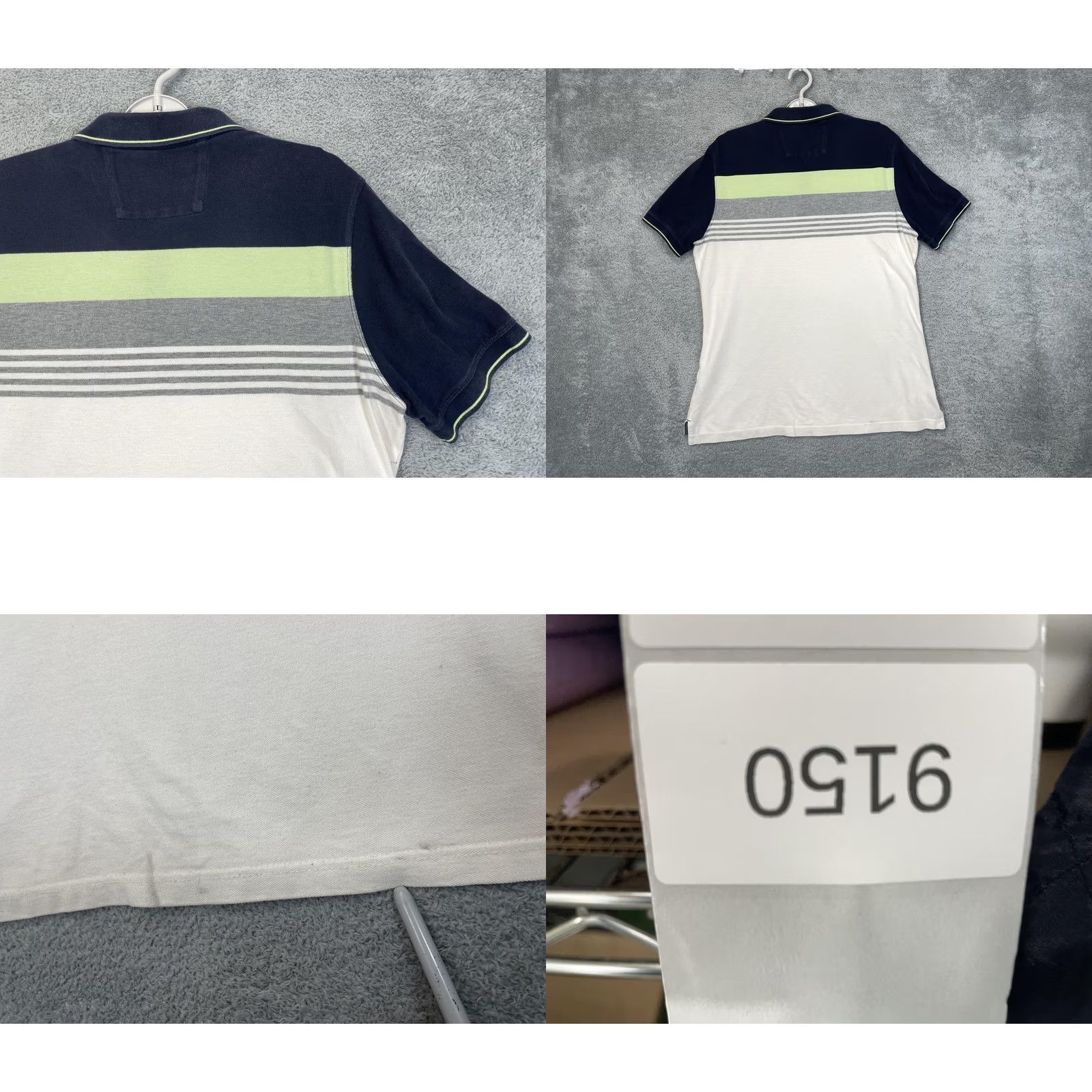 Banana Republic Banana Republic Polo Shirt Mens L Navy Gray Green Stripe Pique Cotton Logo Embroidered Short Sleeve Striped All Seasons Size US L / EU 52-54 / 3 - 8 Thumbnail