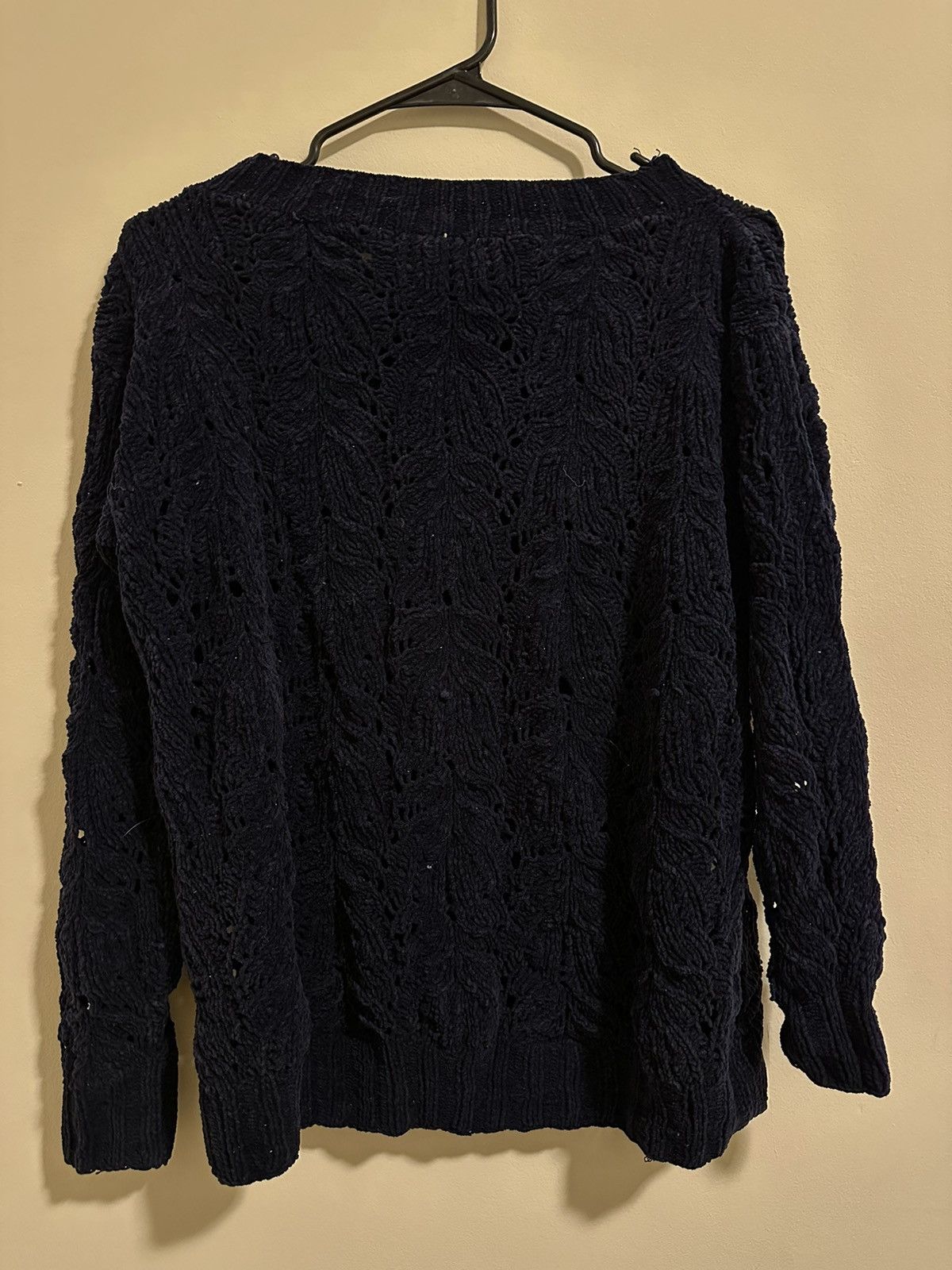 Vintage Hand Knit Distressed Navy Blue Sweater Size US M / EU 48-50 / 2 - 2 Thumbnail