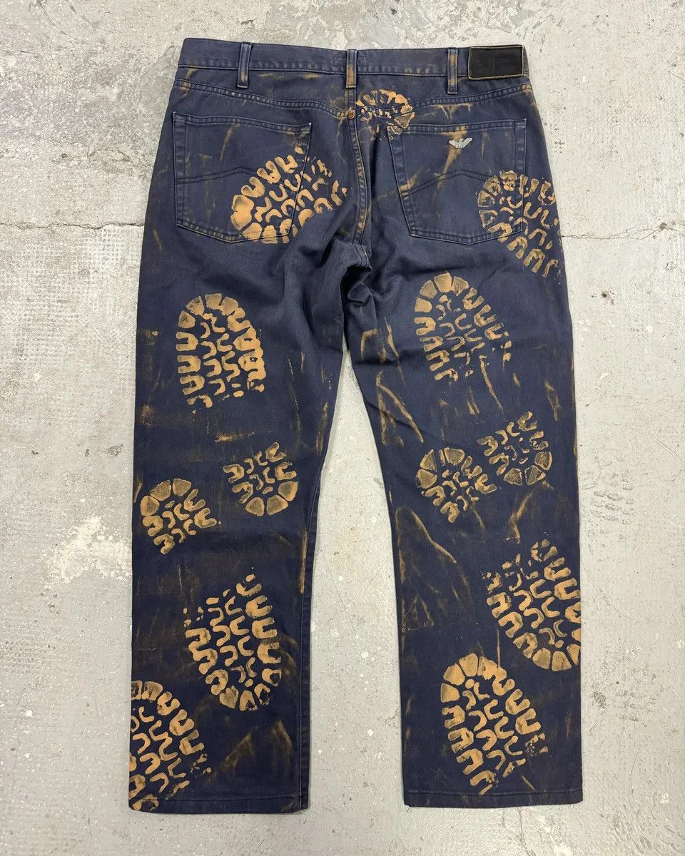 Armani 2000s Armani Navy & Orange Footprint Large Pants Size US 33 - 2 Thumbnail