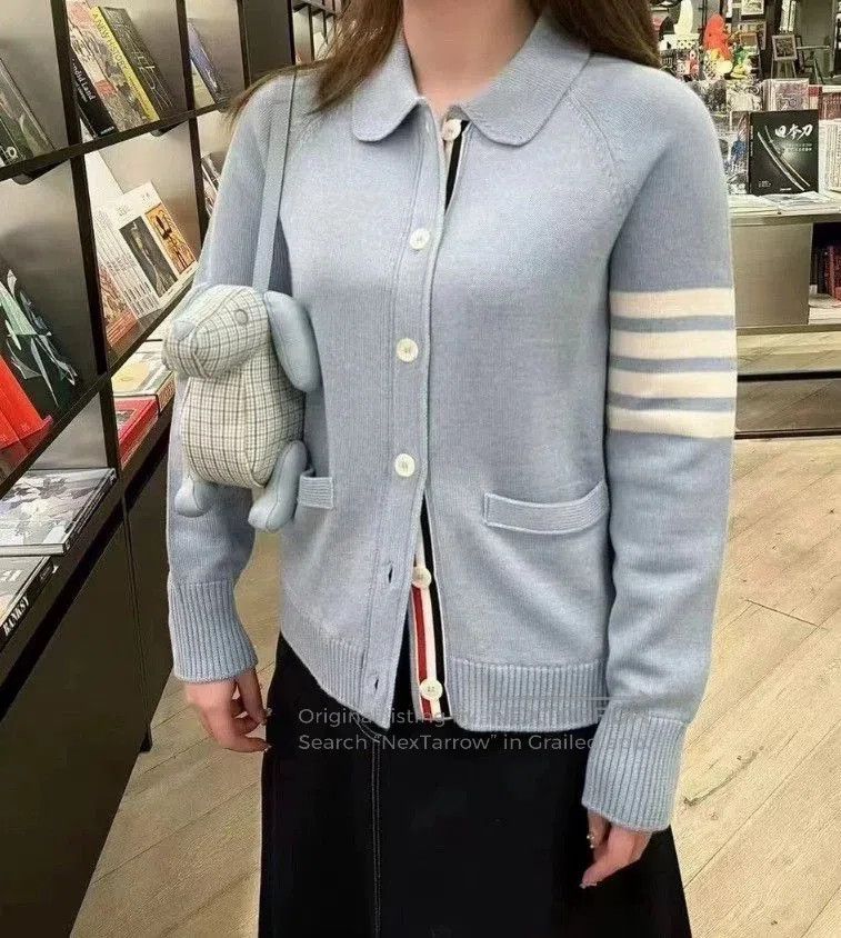 Thom Browne thom browne light blue wool cardigan jacket. Size US S / EU 44-46 / 1 - 4 Thumbnail