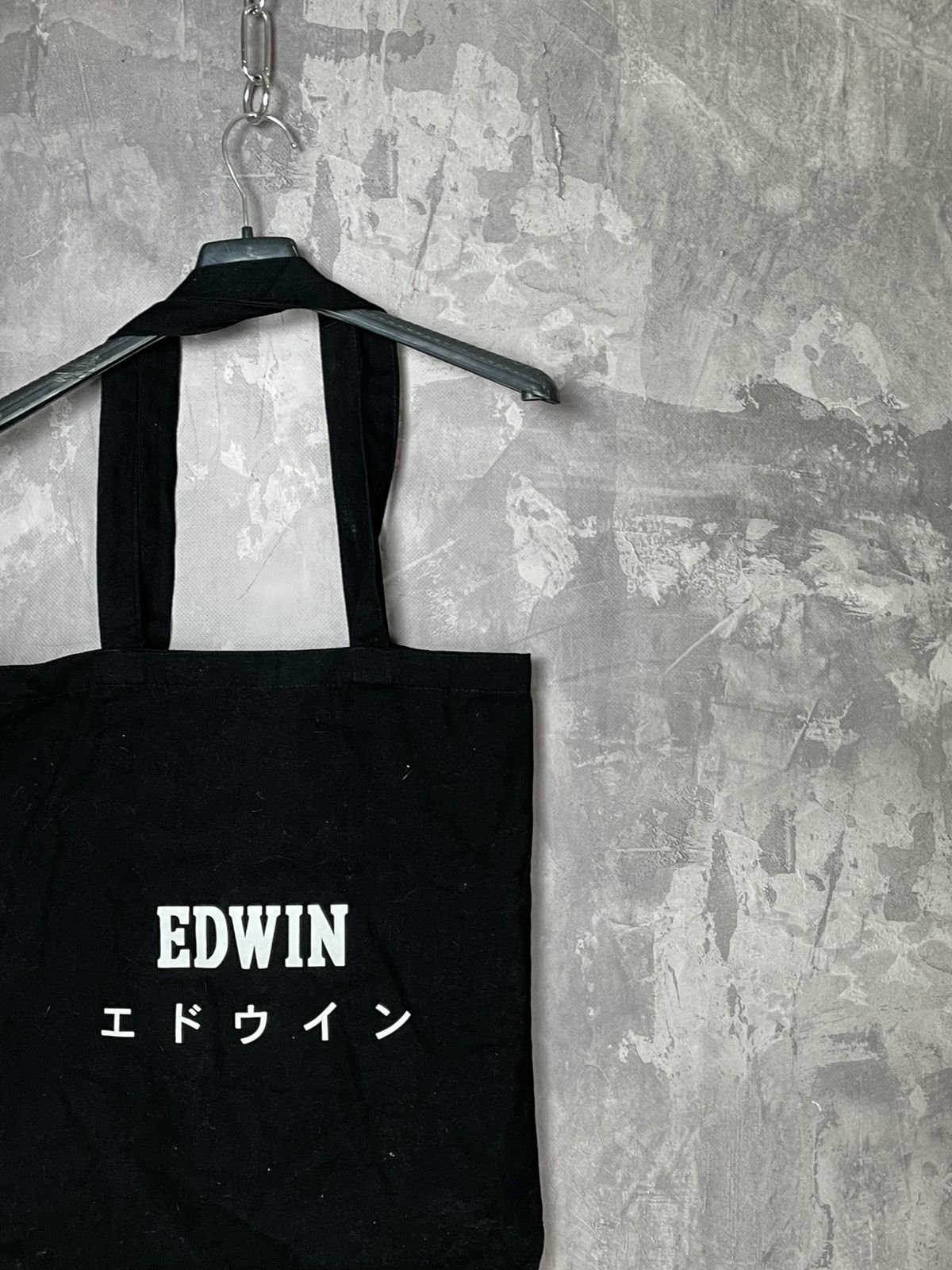 Edwin × Japanese Brand Edwin Japanese Big Logo Black Cotton Shoper Handle Bag Size ONE SIZE - 3 Thumbnail