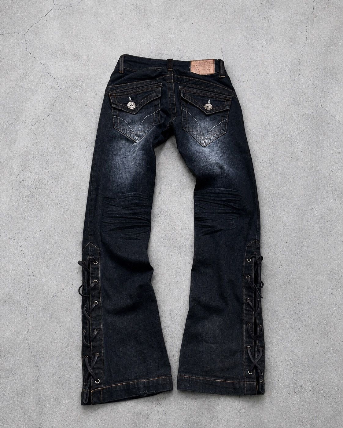 Le Grande Bleu (L.G.B.) TVS phyton leather lace up flare jeans Size US 27 - 2 Thumbnail