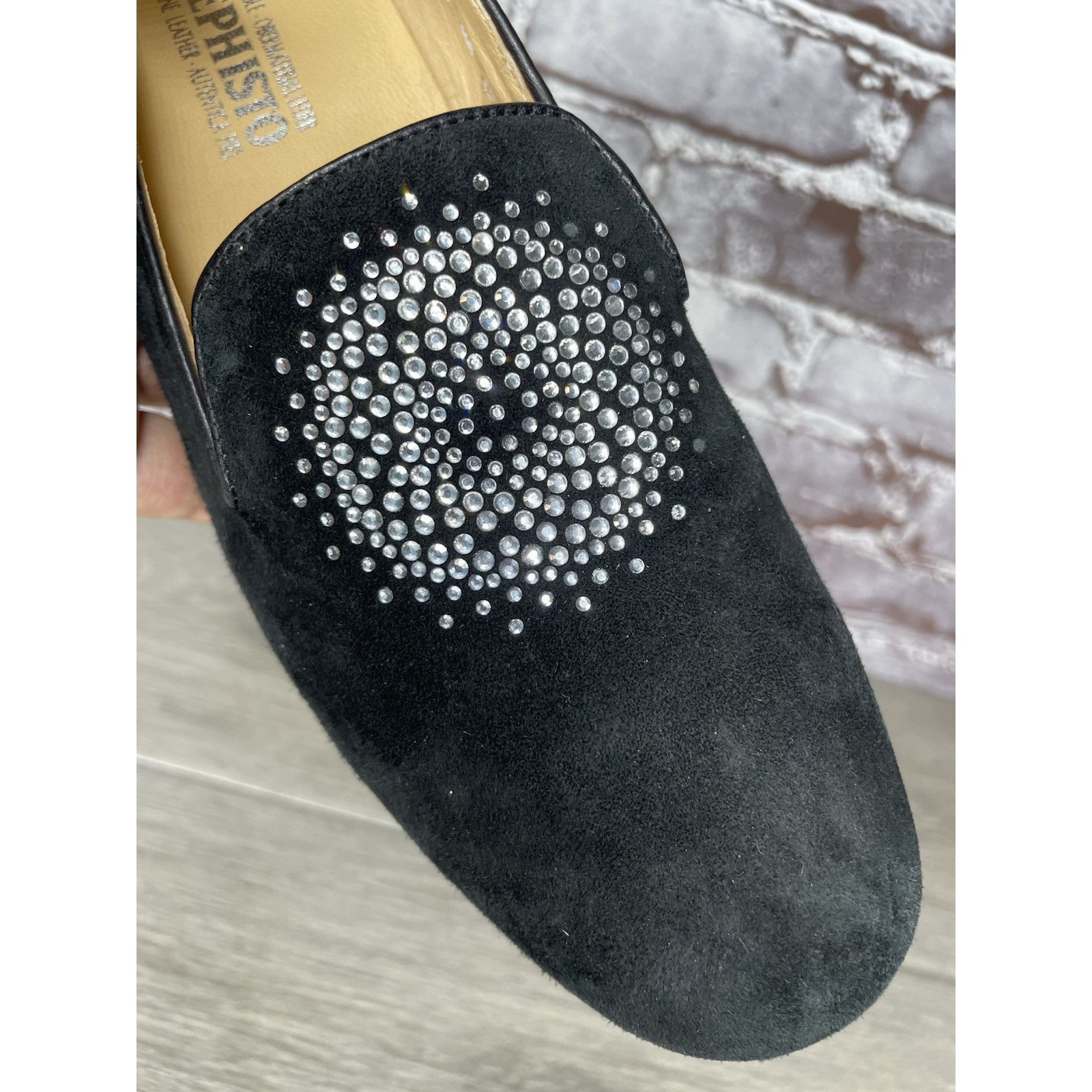 Mephisto Mephisto Air-Relax Black Suede Leather Rhinestone Heel Loafe Size US 10 / IT 40 - 4 Thumbnail