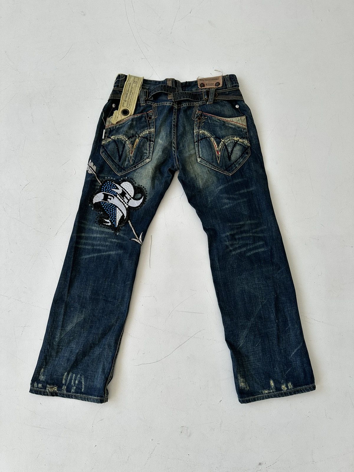Japanese Brand Tough Jeansmith Japan Distressed Baggy Denim Jeans Size US 36 / EU 52 - 14 Thumbnail