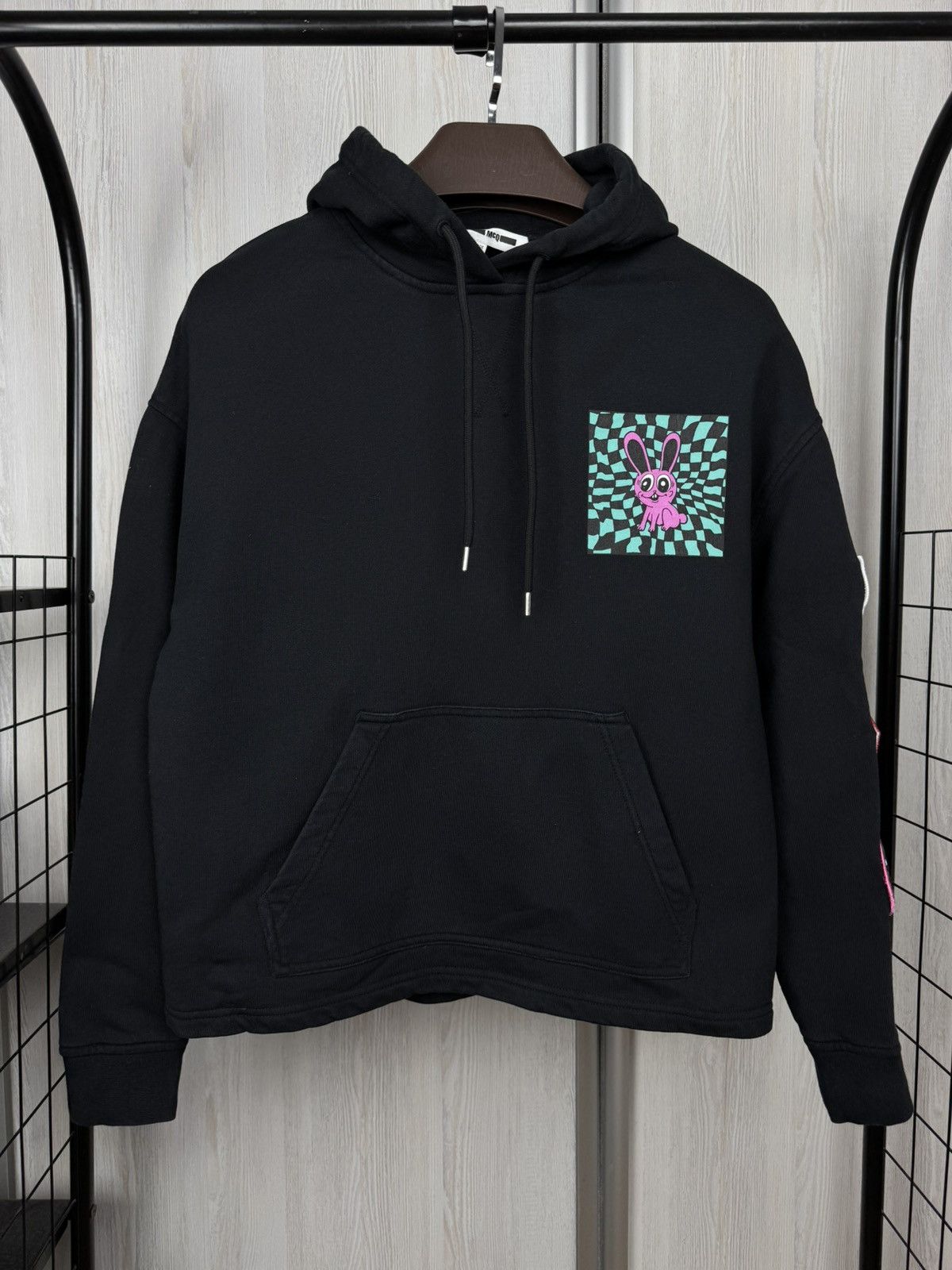 McQ Alexander McQueen McQ Alexander McQueen Black Acid Bunny French Terry Hoodie Size XXS / US 00 / IT 34 - 2 Thumbnail