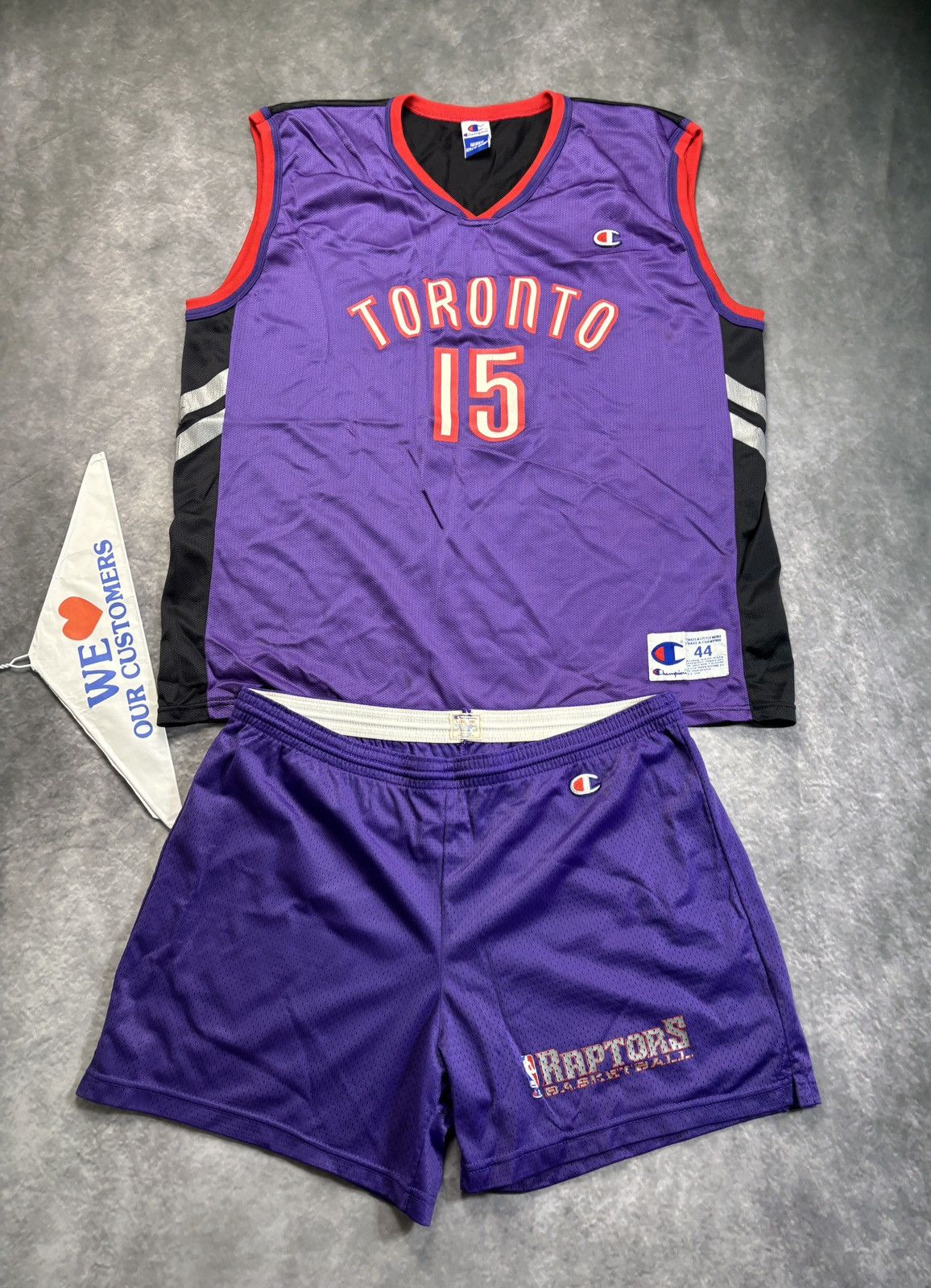 Champion 90s Vintage Toronto Raptors Shorts Carter Matching Suit Set Size US L / EU 52-54 / 3 - 2 Thumbnail