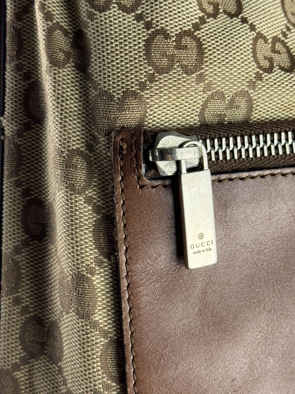 Gucci Vintage Gucci GG Shoulder Canvas Leather Bag Beige 019-0533 Size ONE SIZE - 4 Thumbnail
