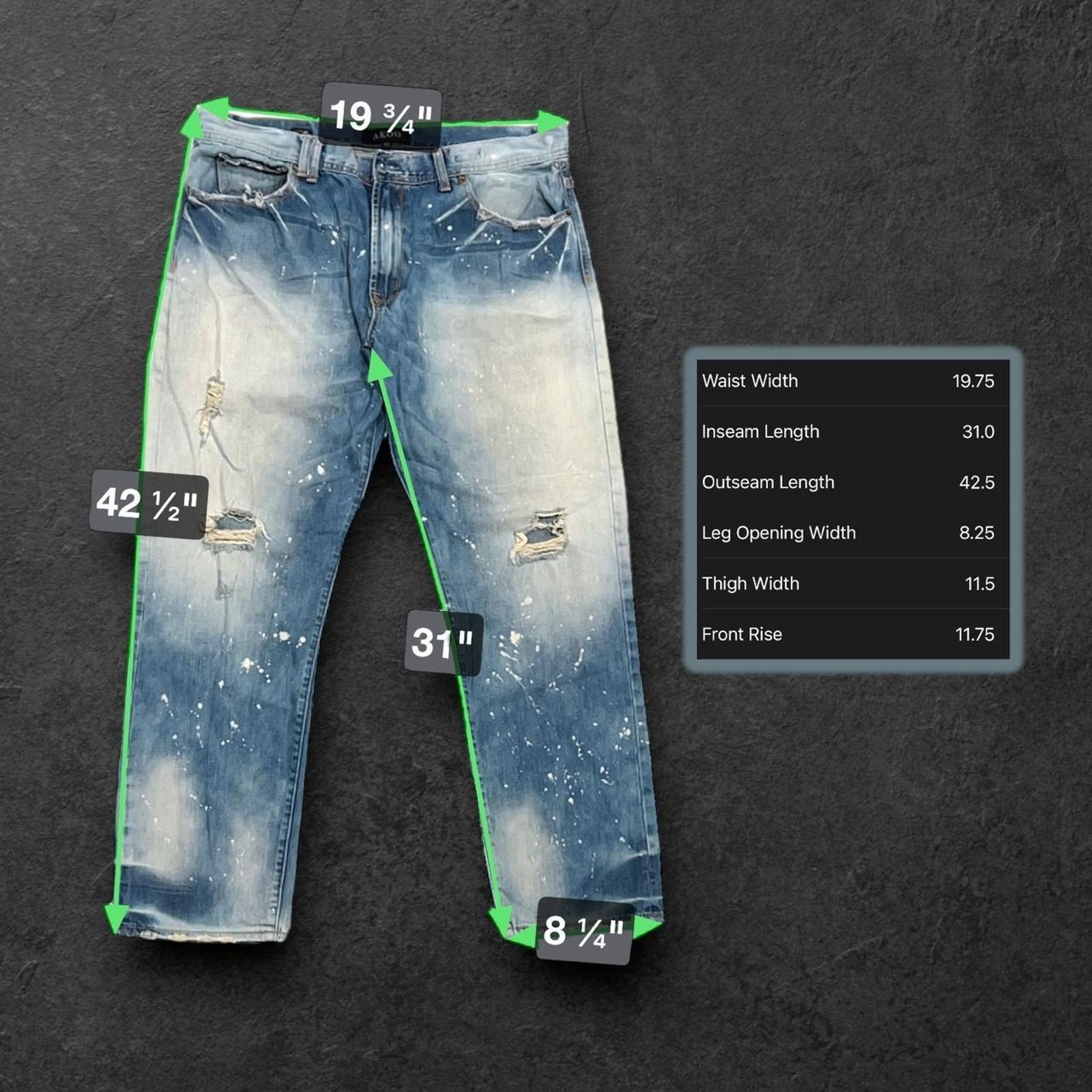 AKOO Akoo Distressed Light Wash Denim Jeans w/ Paint Splatter Size US 40 / EU 56 - 5 Thumbnail