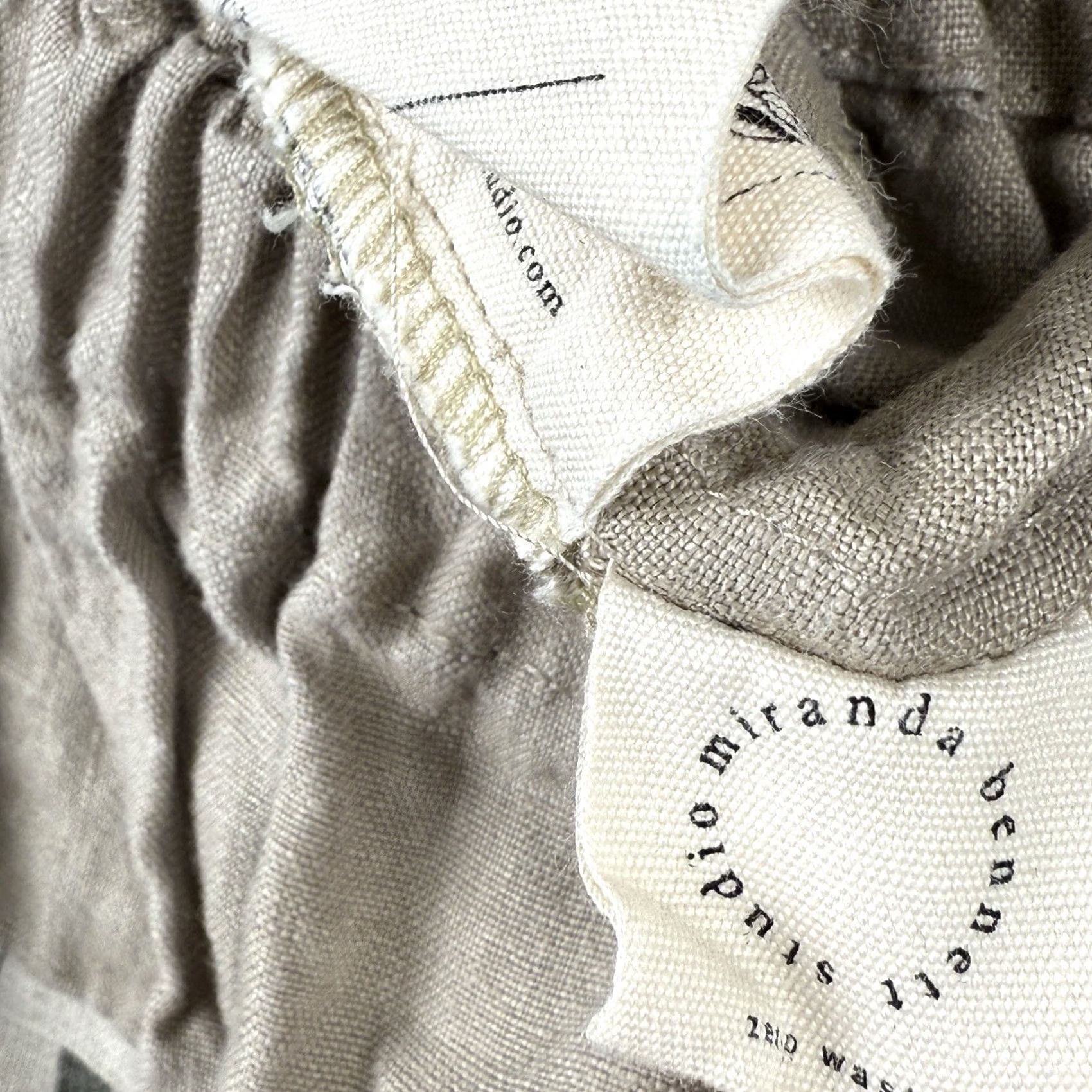 Vintage Miranda Bennett Pants Womens Small Pull On Elastic Waistband Linen Cropped Beig e Geometric Casual Travel Medium? Size 28" / US 6 / IT 42 - 5 Thumbnail