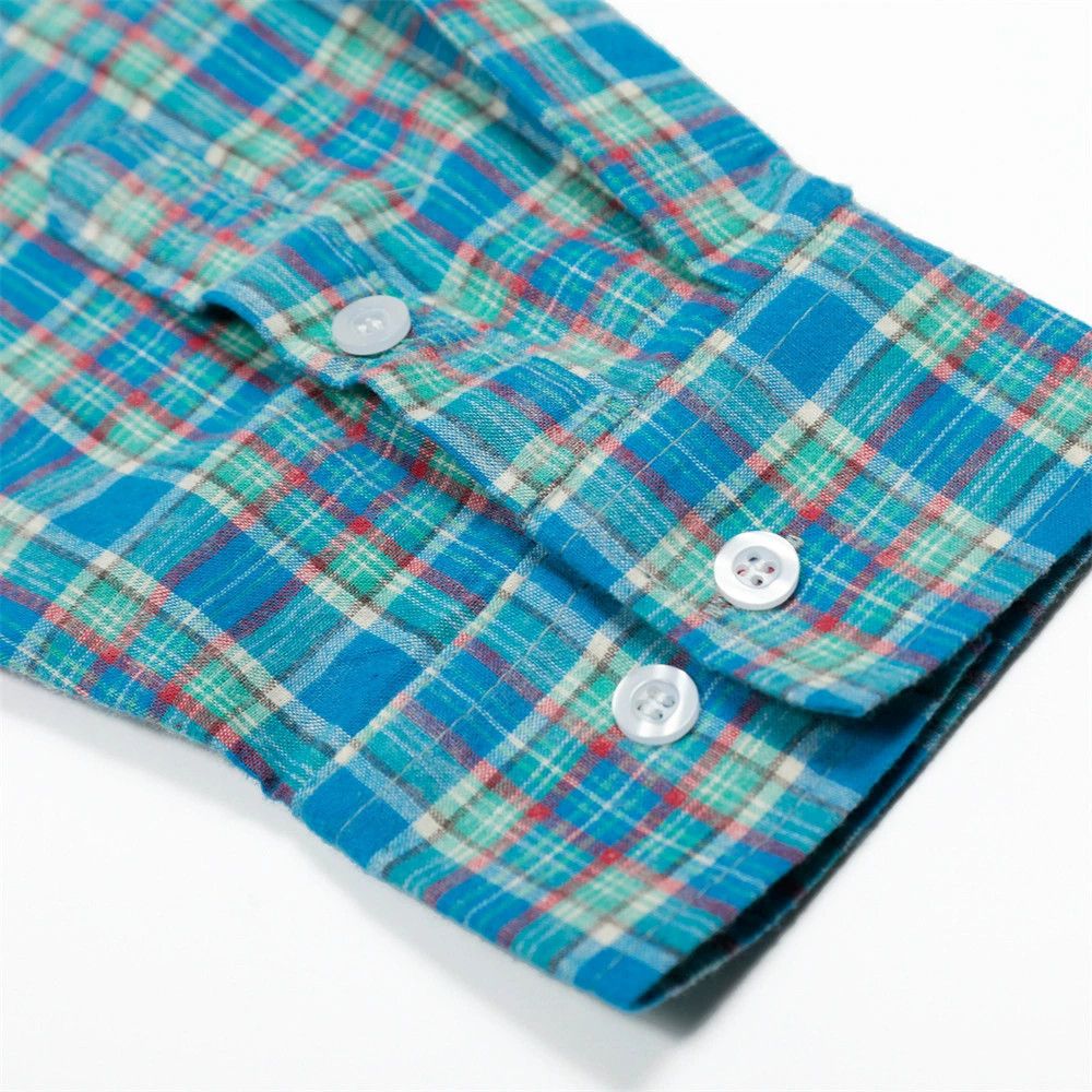 Vintage Men's Japanese loose patchwork plaid long-sleeved shirt Size US L / EU 52-54 / 3 - 4 Thumbnail