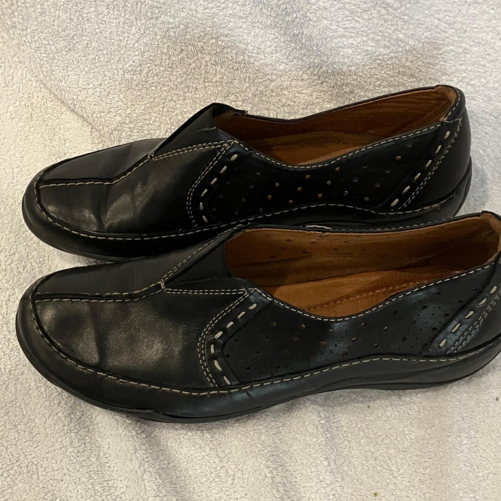 Clarks Clarks Artisan Black Leather Slip-On Shoes Size US 8 / IT 38 - 3 Thumbnail
