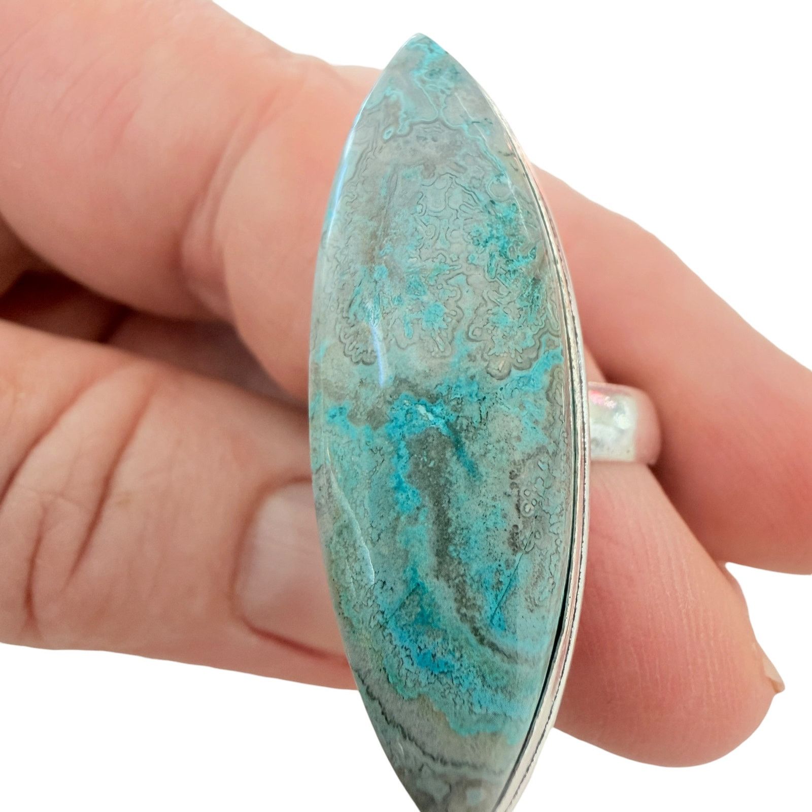 Other Mexican Laguna Blue Stone Ring 925 Silver Plated Size ONE SIZE - 4 Thumbnail