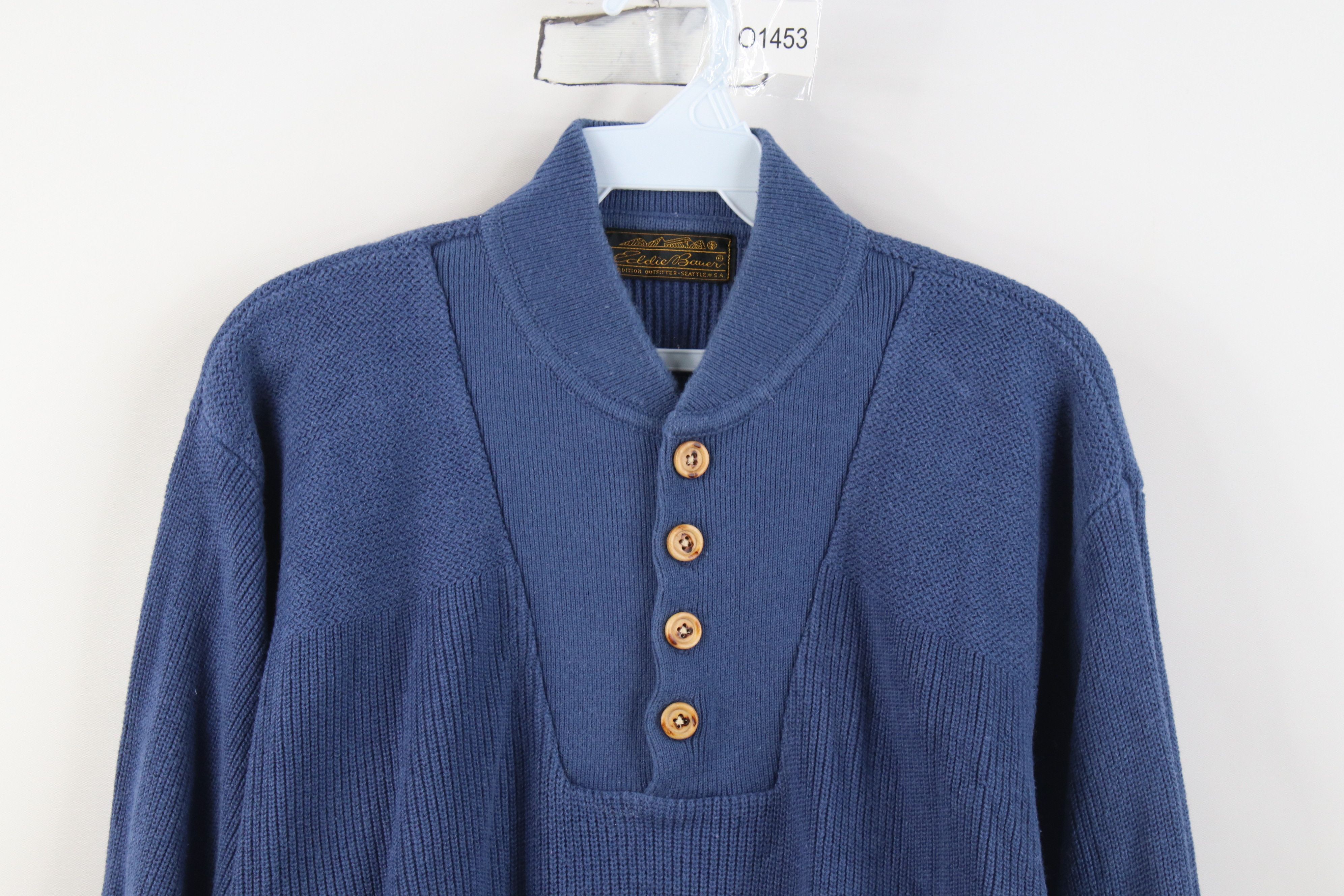 Eddie Bauer Vintage 90s Eddie Bauer Thermal Ribbed Knit Henley Sweater Size US M / EU 48-50 / 2 - 2 Thumbnail