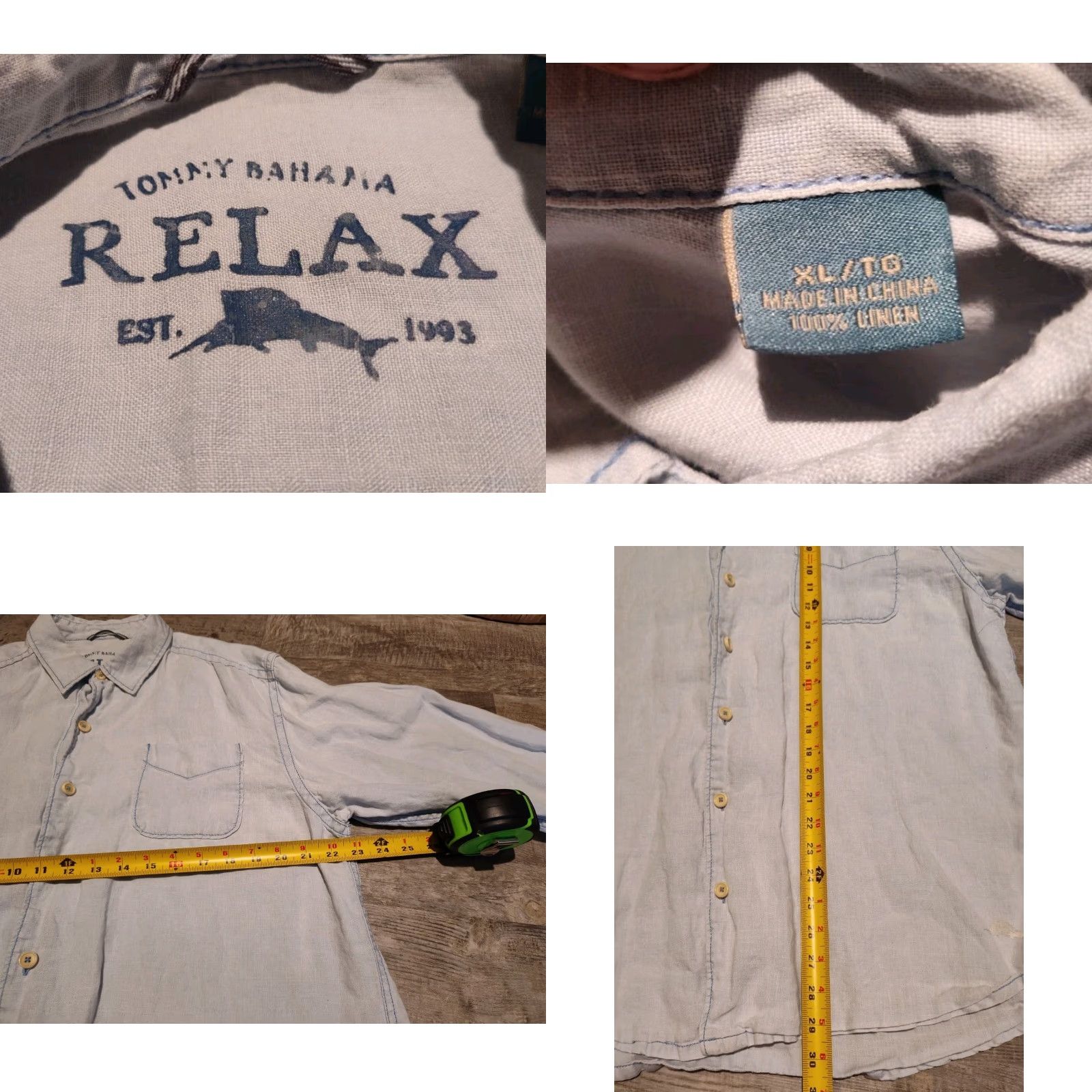 Tommy Bahama Tommy Bahama Relaxed Fit Button-Up Shirt Mens XL Blue Chambray 100% Linen Long Sleeve Casual Beach Size US XL / EU 56 / 4 - 8 Thumbnail