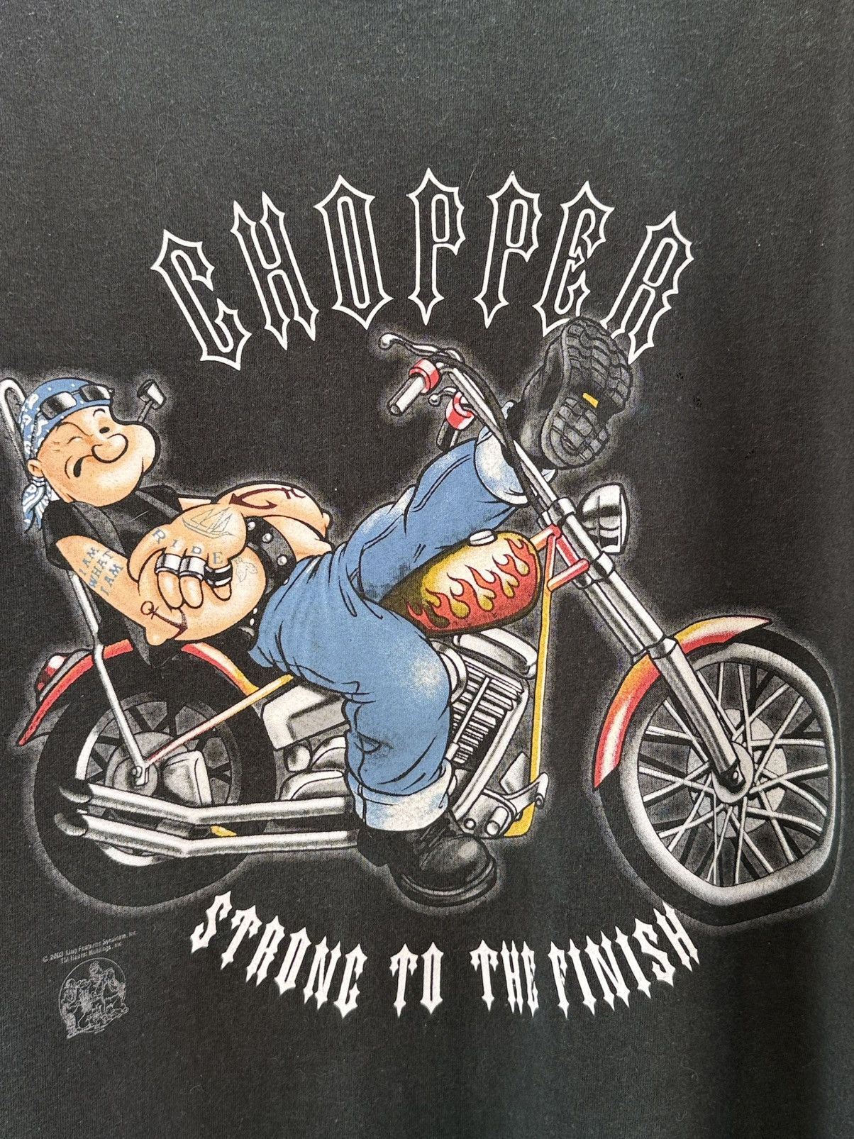 West Coast Choppers Thrashed Vintage Popeye Chooper Ride Strone To The Finish T Size US XXL / EU 58 / 5 - 2 Thumbnail