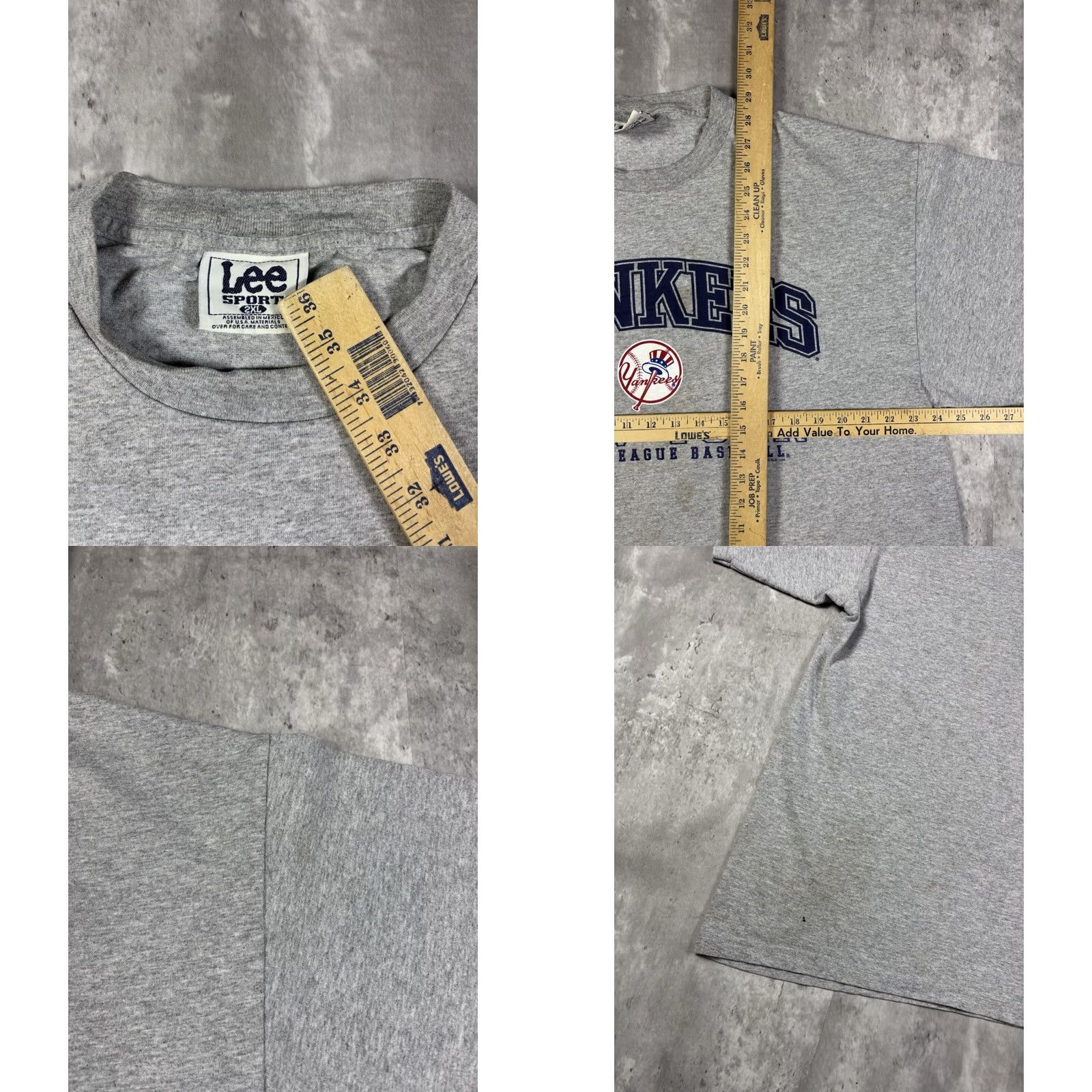 Lee VINTAGE New York Yankees Lee Sport T Shirt Grey 2XL Mens Crew Neck Short Sleeve Graphic Print 90s Vintage Sports Classic Size US XXL / EU 58 / 5 - 8 Thumbnail