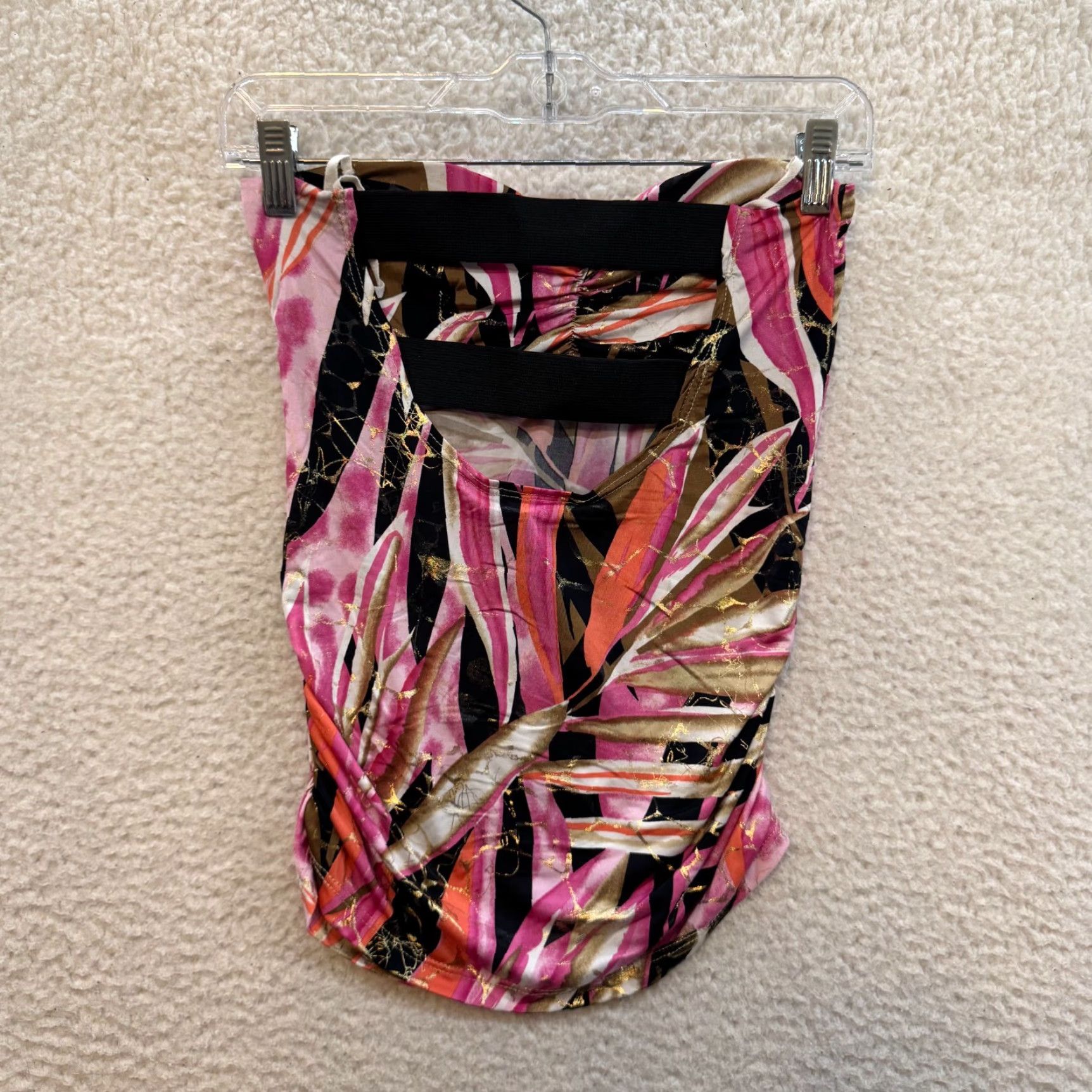 Vintage Y2K Vintage Tube Top Pink Floral Tropical Slinky McBling Shirt Women’s Small Pink McBling Size S / US 4 / IT 40 - 2 Thumbnail
