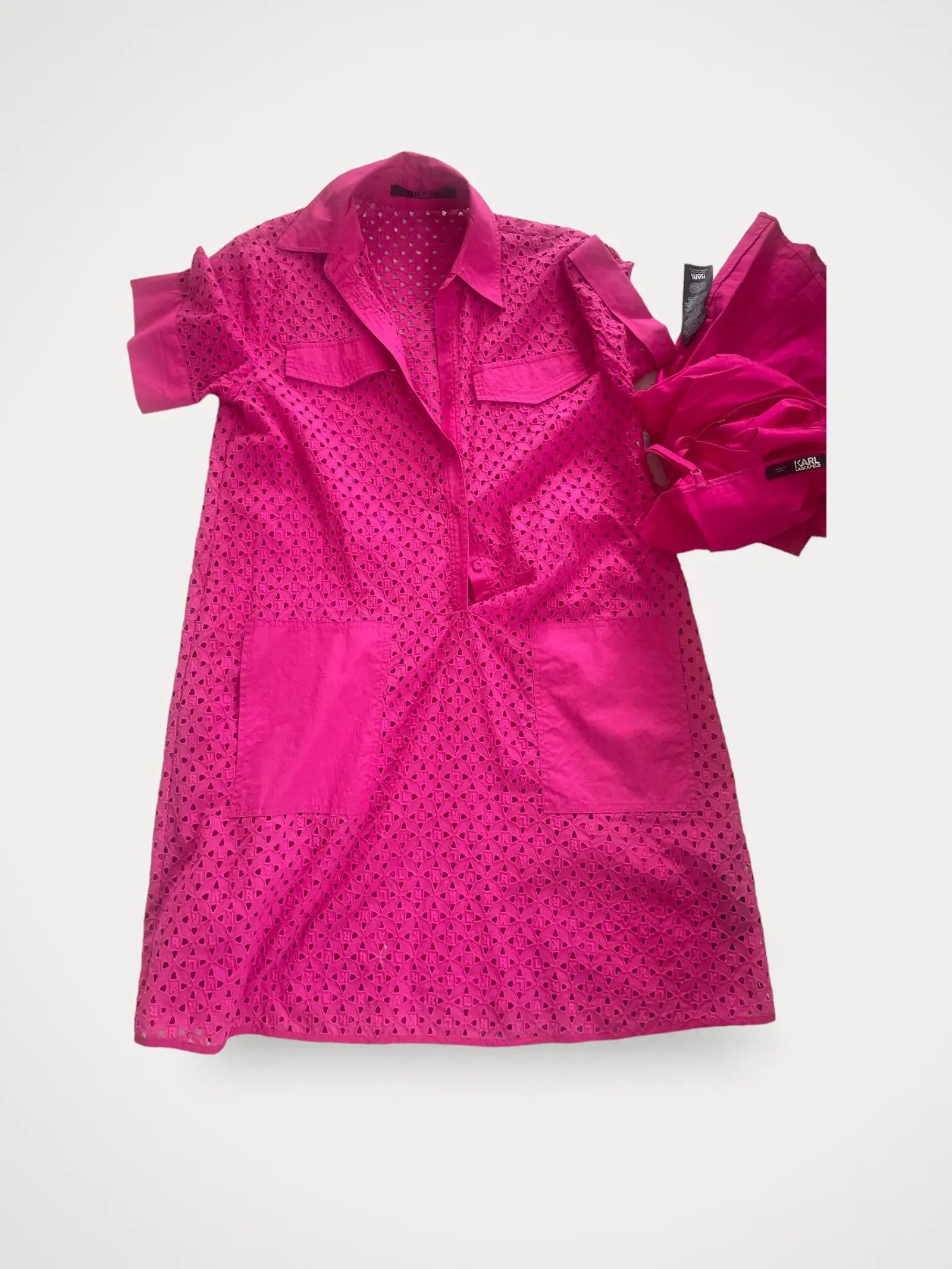 strapless open back dress Karl Lagerfeld Kids pink baby girl dress with choupette icon print