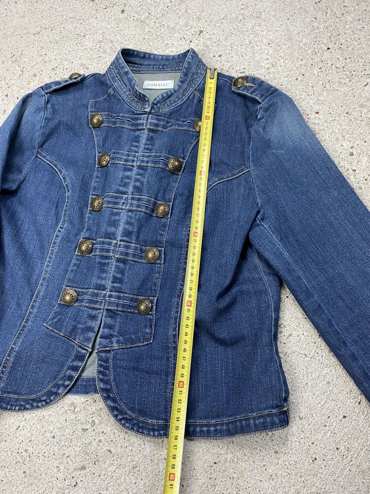 Japanese Brand Vintage napoleon jacket denim blue Size S / US 4 / IT 40 - 13 Thumbnail
