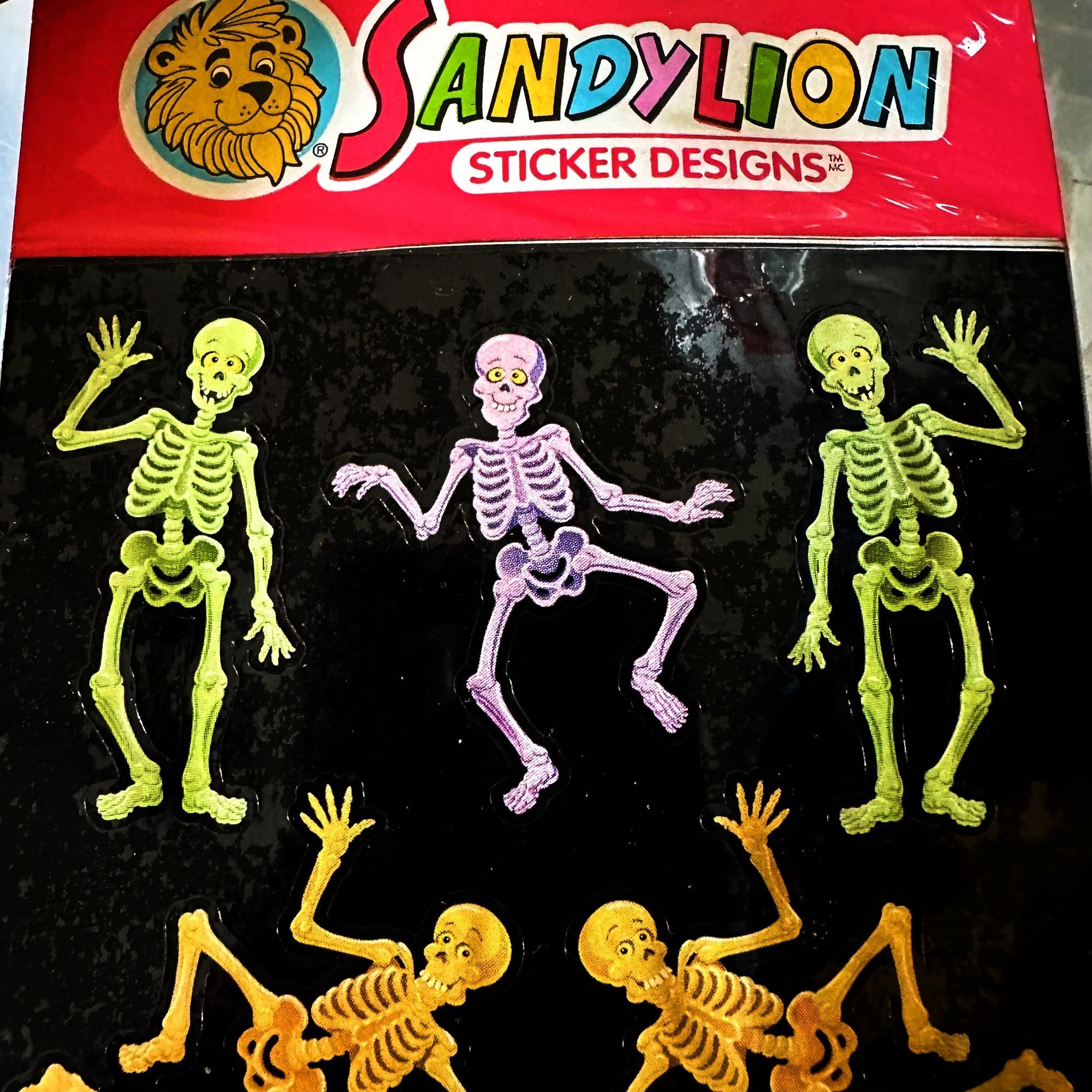 Vintage Vintage Sandylion Skeleton Stickers Halloween New Sealed Rar Size ONE SIZE - 2 Thumbnail