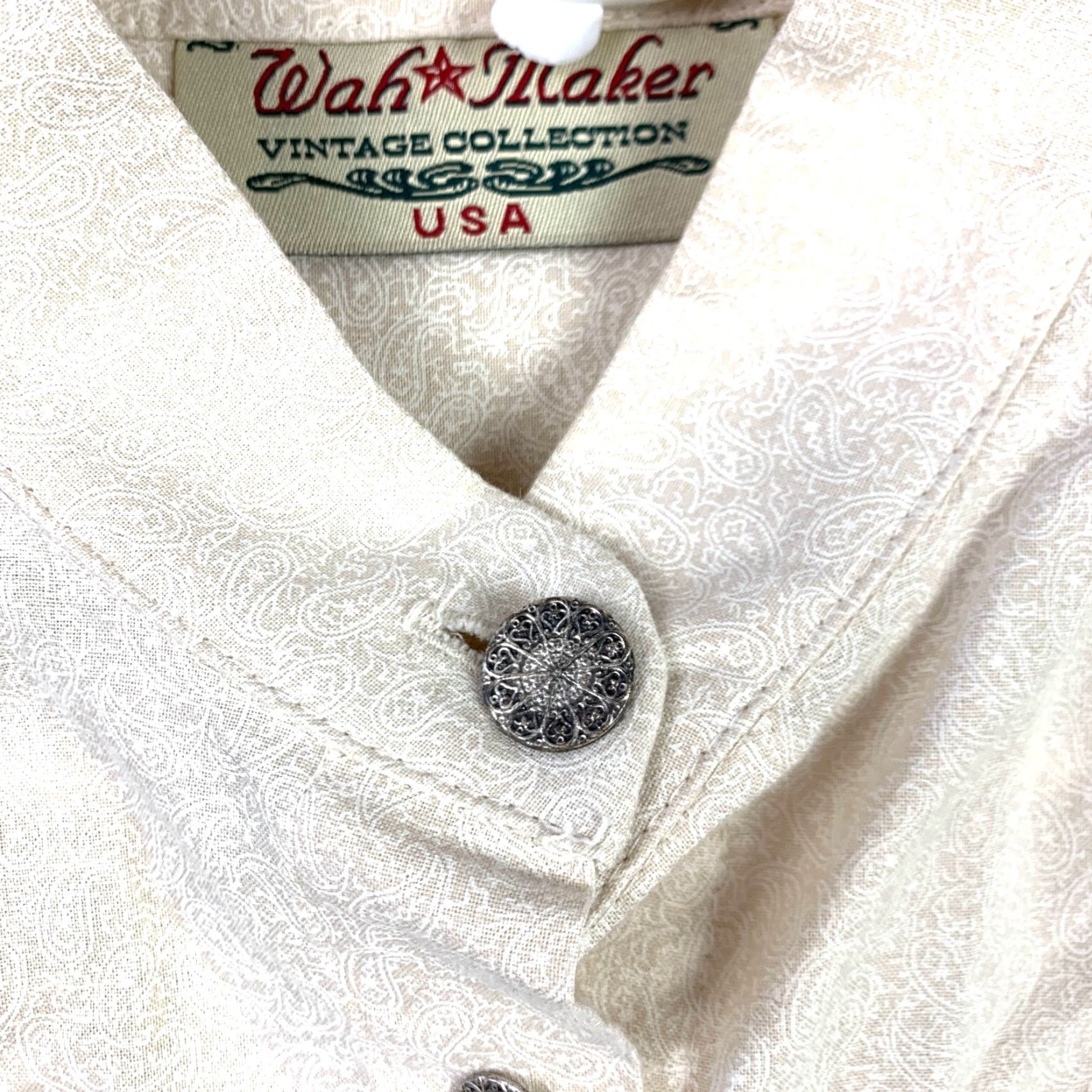 Vintage VINTAGE Wah Maker Shirt Western Ivory 1990s Paisley Print Prairie Puff Medium Mens Size M / US 6-8 / IT 42-44 - 3 Thumbnail