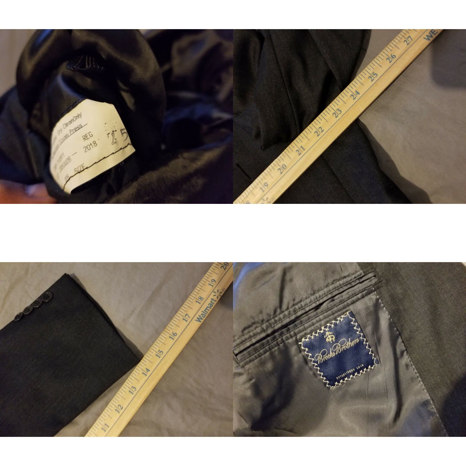 Brooks Brothers Mens Brooks Brothers Wool Suit 2 Piece Gray Jacket Blazer Pants 38x30 45R Regular Men Sized Clothing Size 48R - 8 Thumbnail