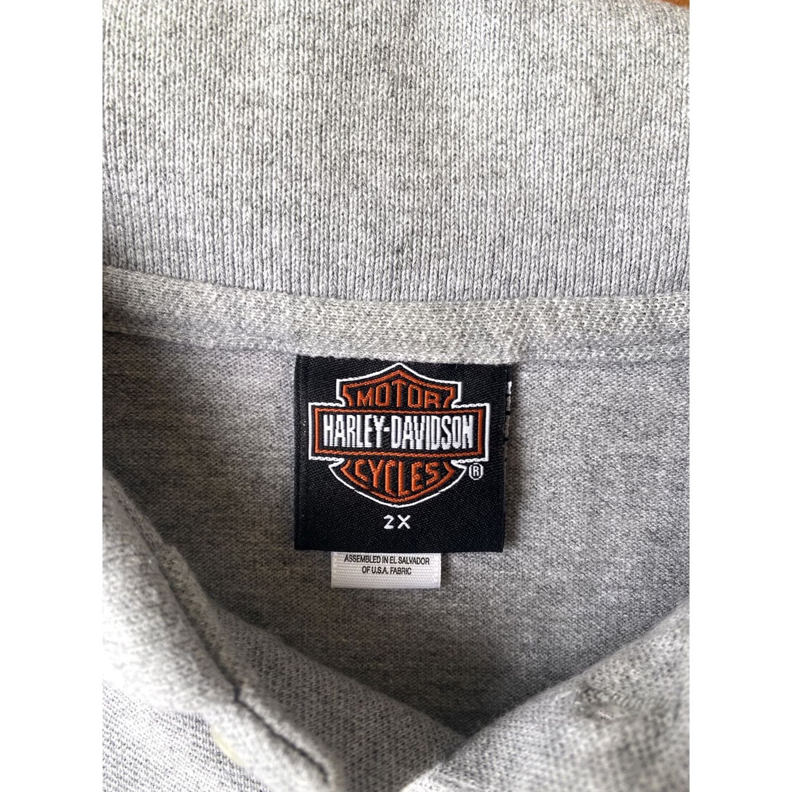 Harley Davidson VINTAGE Harley-Davidson Gray Polo Logo Shirt 2XL Mens Regular Short Sleeve Knit Cotton Polo Logo Shirt Size US XXL / EU 58 / 5 - 2 Thumbnail
