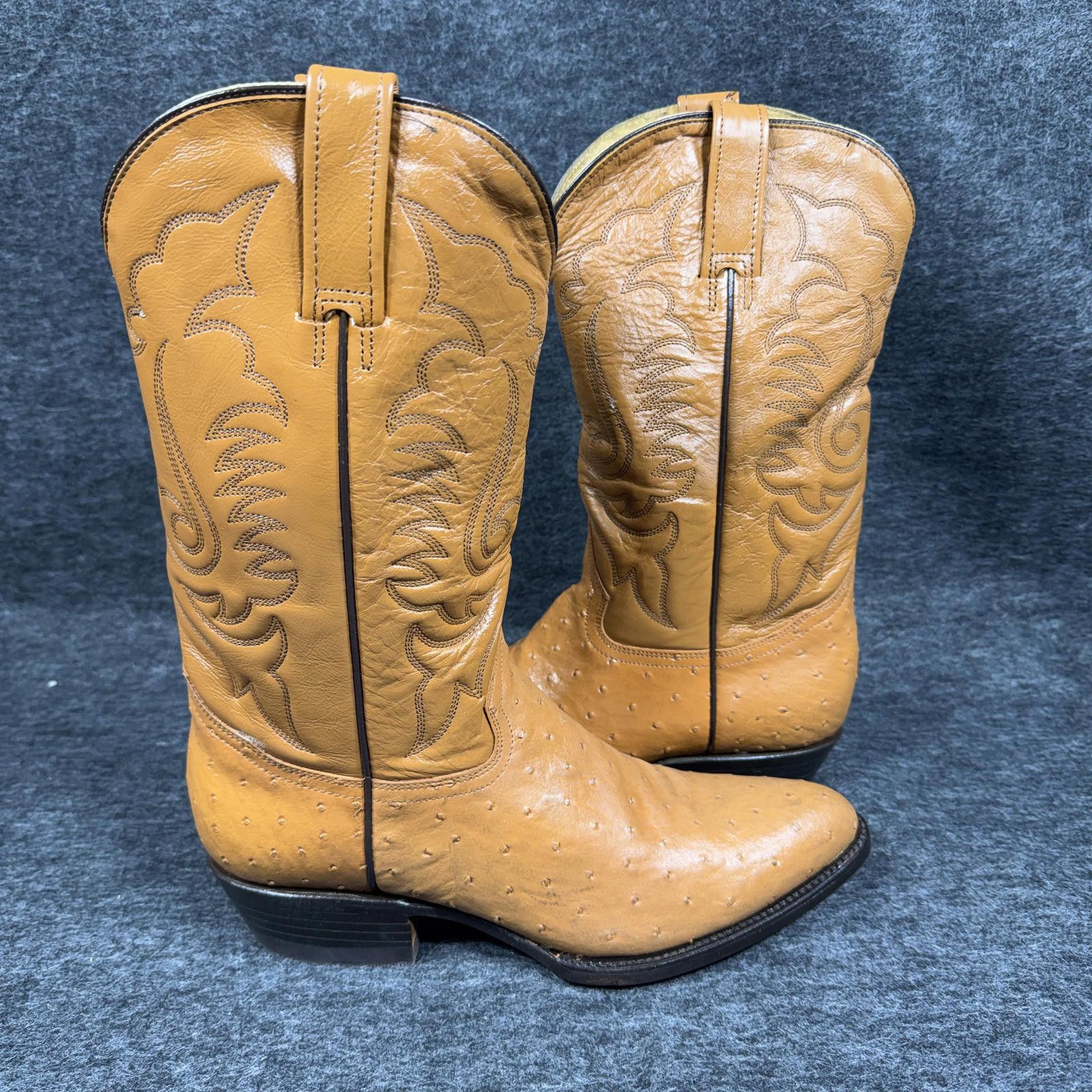 RUDE GALLERY Rudel Western Boots Men's 8.5 Honey Leather Ostrich NEW Size US 8.5 / EU 41-42 - 7 Thumbnail