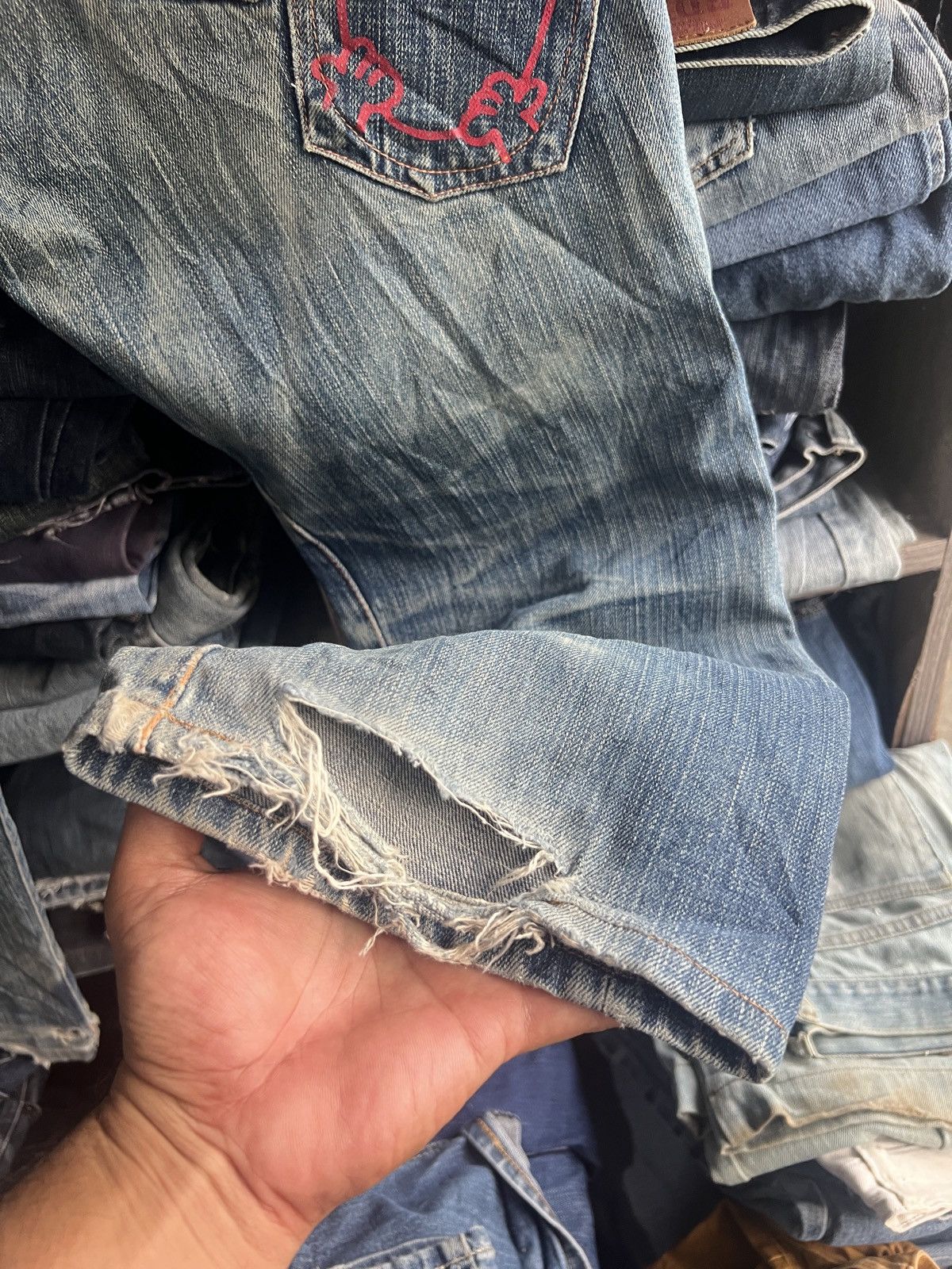 If Six Was Nine 🔥Mr Men Little Miss Multipockets Distressed Denim Size US 30 / EU 46 - 7 Thumbnail