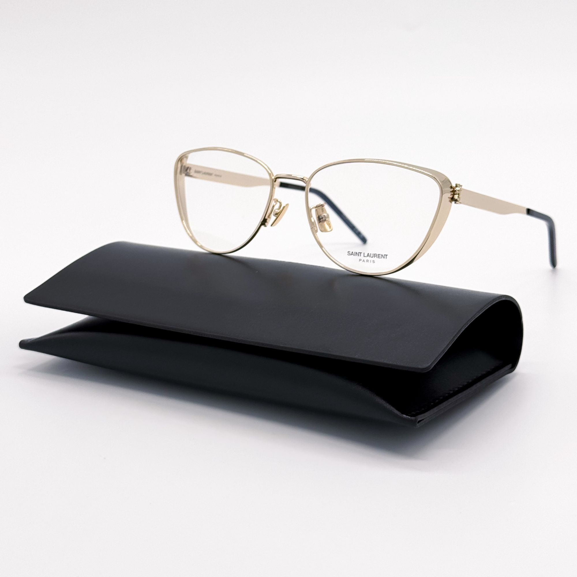 Saint Laurent Paris NEW SAINT LAURENT EYEGLASSES SLM92 004 WOMEN CAT EYE GOLD EY Size ONE SIZE - 1 Thumbnail