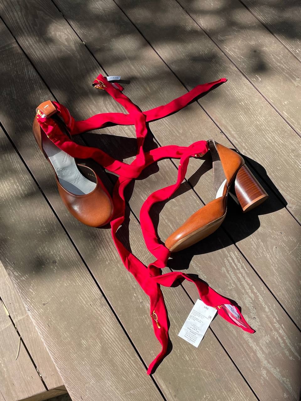 Maison Margiela Maison Margiela Scarf-Tie Brown Leather Block Heels Pumps Size US 9 / IT 39 - 14 Thumbnail