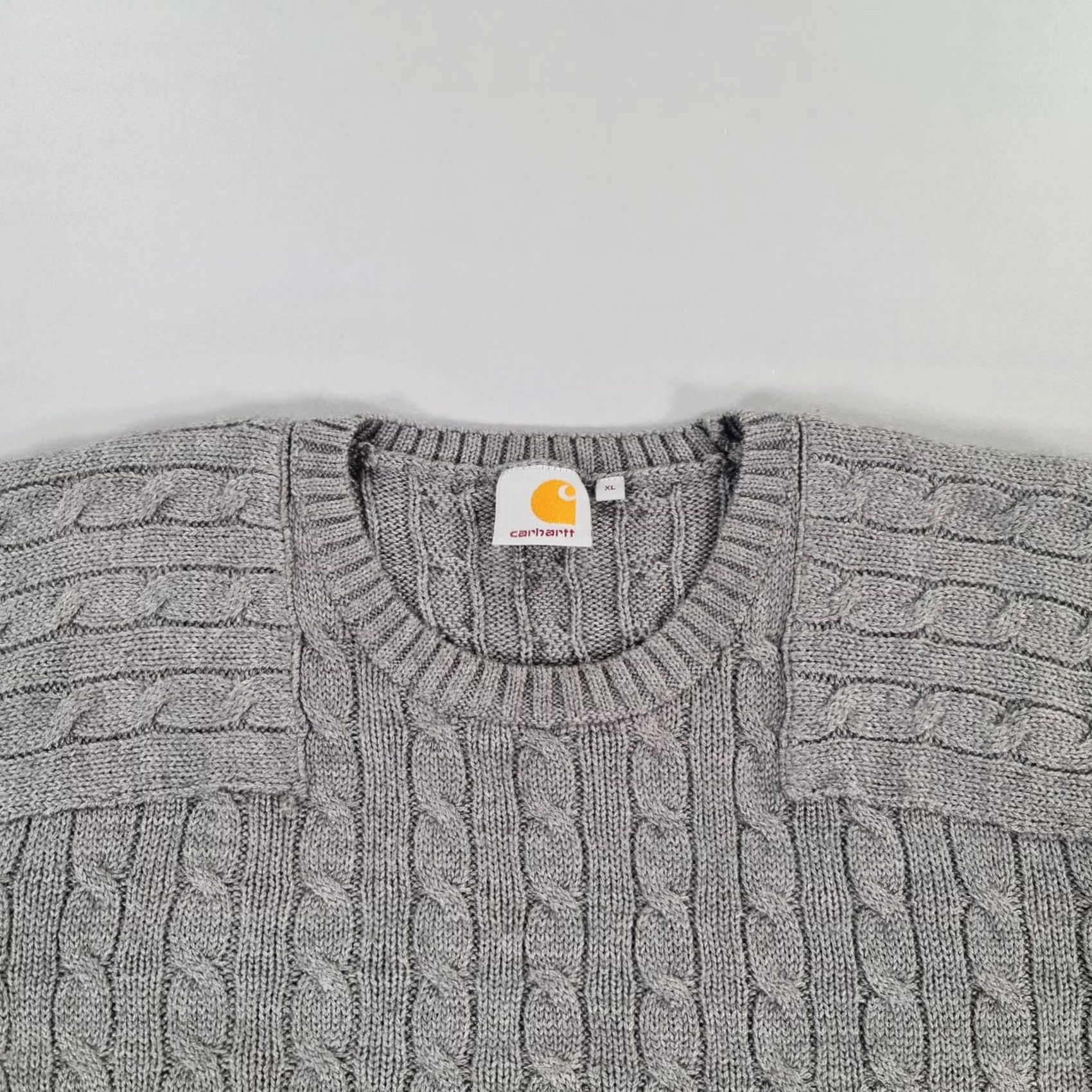 Carhartt Carhartt Mens Jumper Grey XL Cable Knit Wool Blend Pullover Size US XL / EU 56 / 4 - 2 Thumbnail