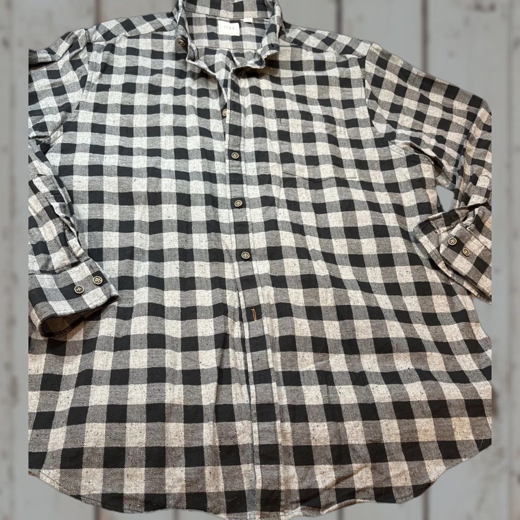 Vintage ROWM Black Gray Checkered Shirt Mens Button Long Sleeve Size 2XB Cotton Winter Shirt Size US XXL / EU 58 / 5 - 1 Thumbnail