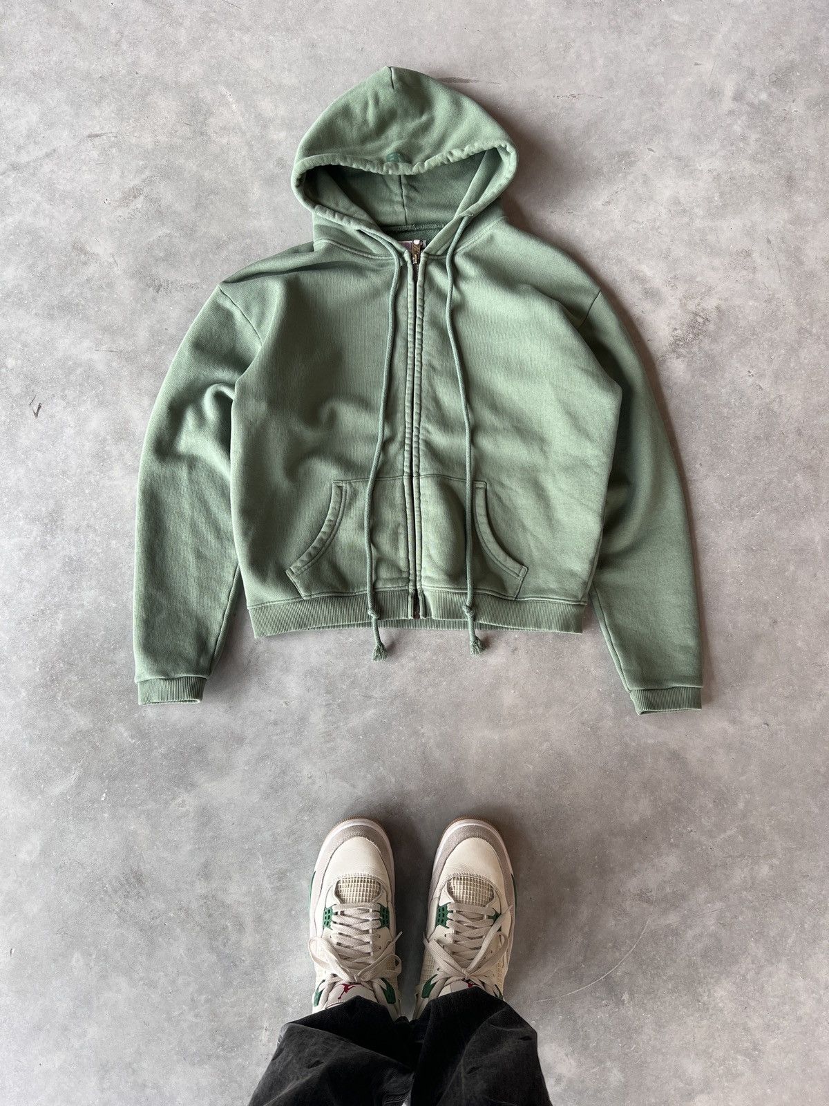 ERL Unisex Zipped Fleece Hoodie Knit in GREEN | FWRD
