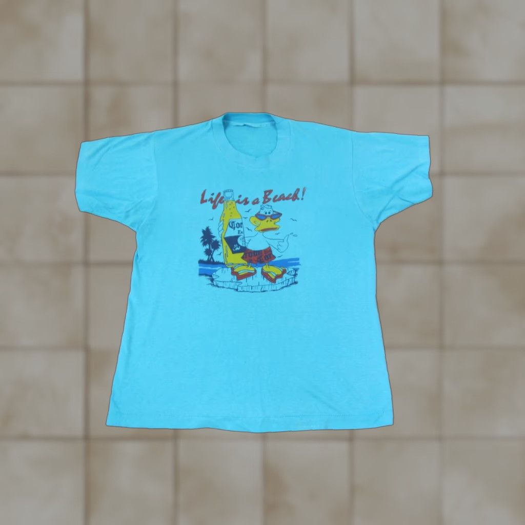 Alife VINTAGE Life Is A Beach Duck Shirt Mens M Blue 80s 90s Beer City Outdoor Classic Short Sleeve Crew Neck T-Shirt Used Size US M / EU 48-50 / 2 - 1 Thumbnail