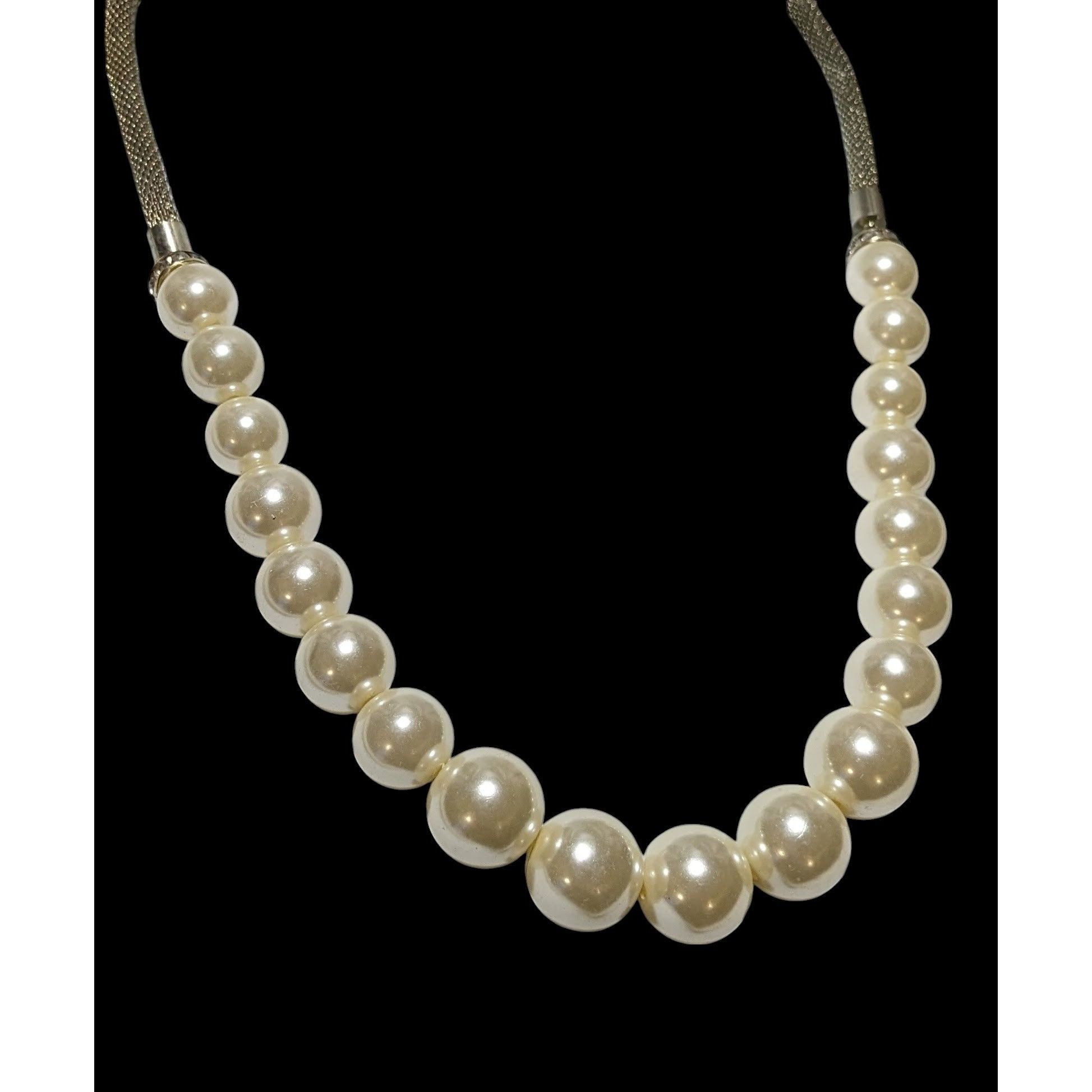 Other Vintage Retro Mesh Tube Faux Pearl Necklace Size ONE SIZE - 3 Thumbnail