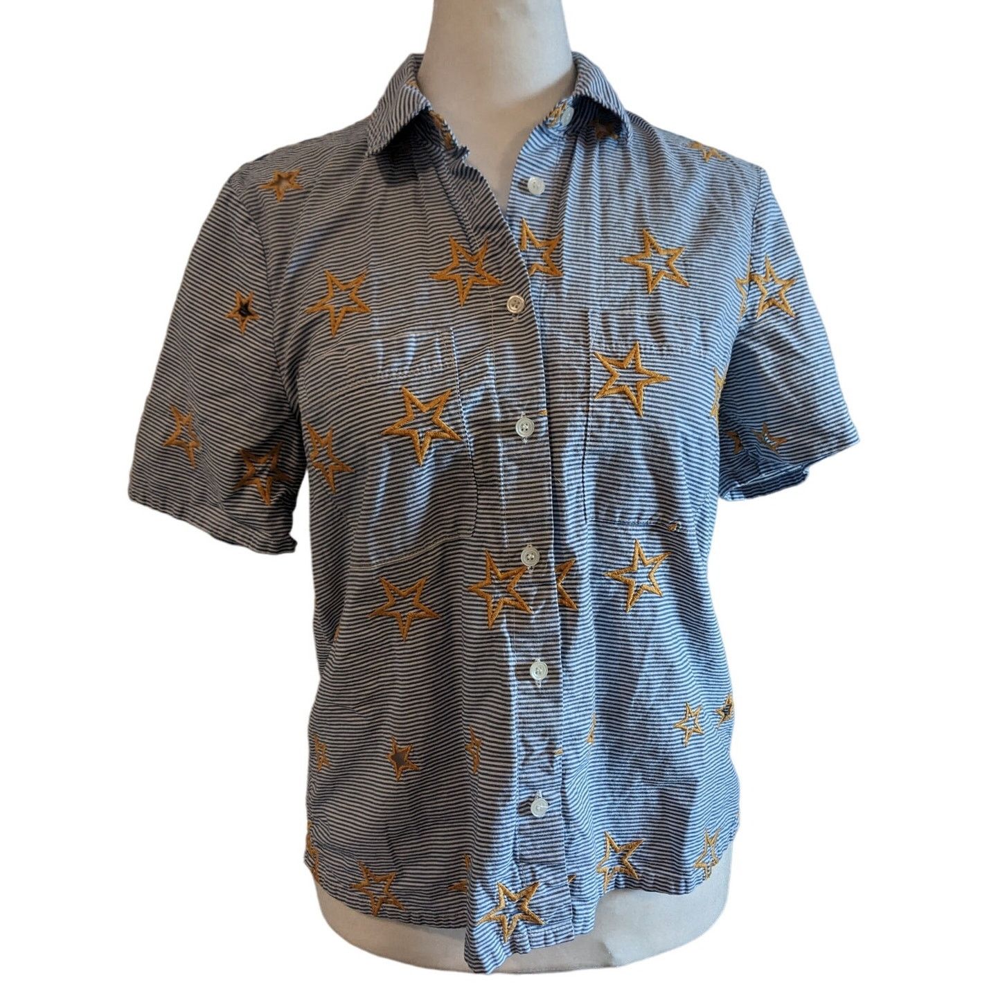 Madewell Madewell Star Embroidered Striped Shirt XS Size XS / US 0-2 / IT 36-38 - 3 Thumbnail