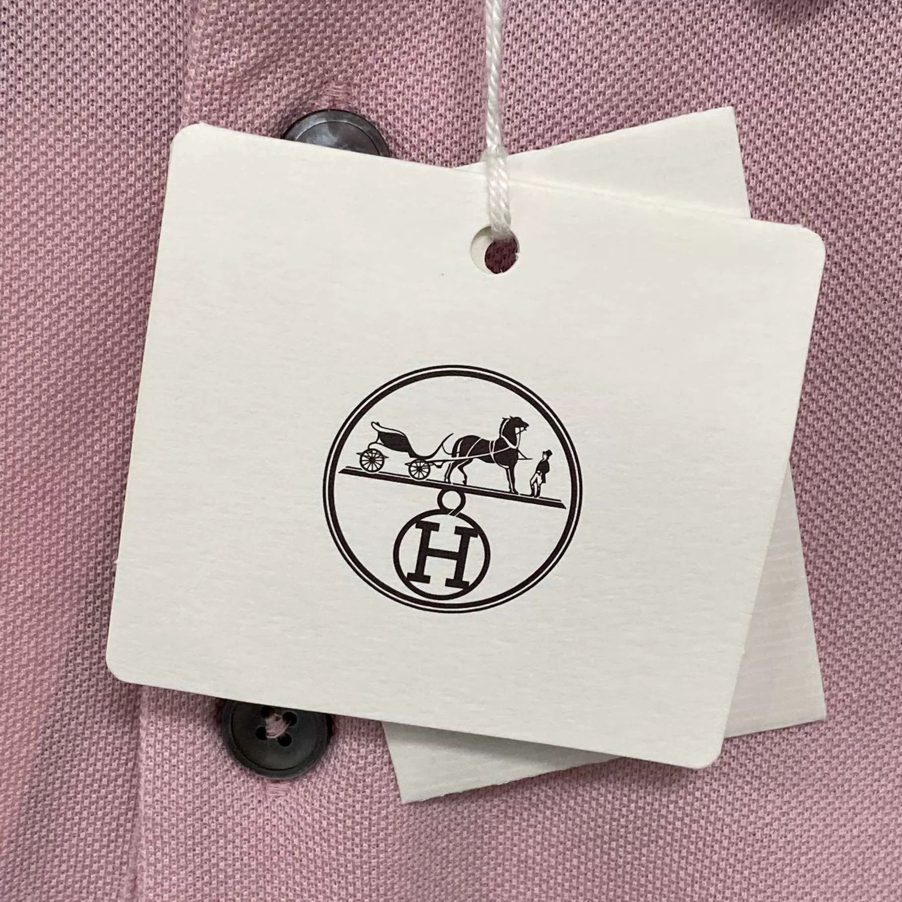 Hermes HERMES Pink H-Embroidered Pocket Polo Shirt XL Size US XL / EU 56 / 4 - 5 Thumbnail