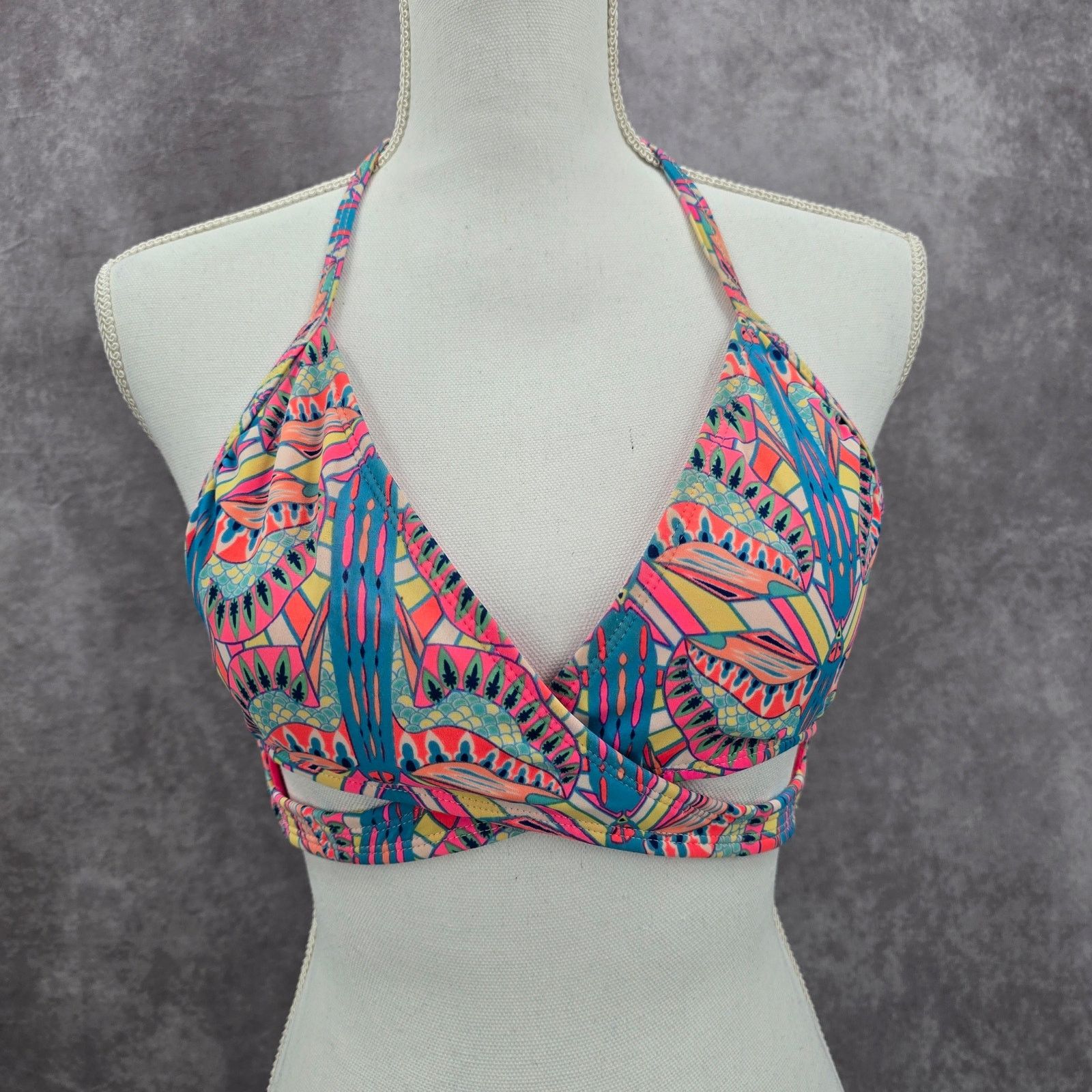 Other Urban Sea Pink Print String Tie Bikini Top Swimwear Medium Size ONE SIZE - 1 Thumbnail