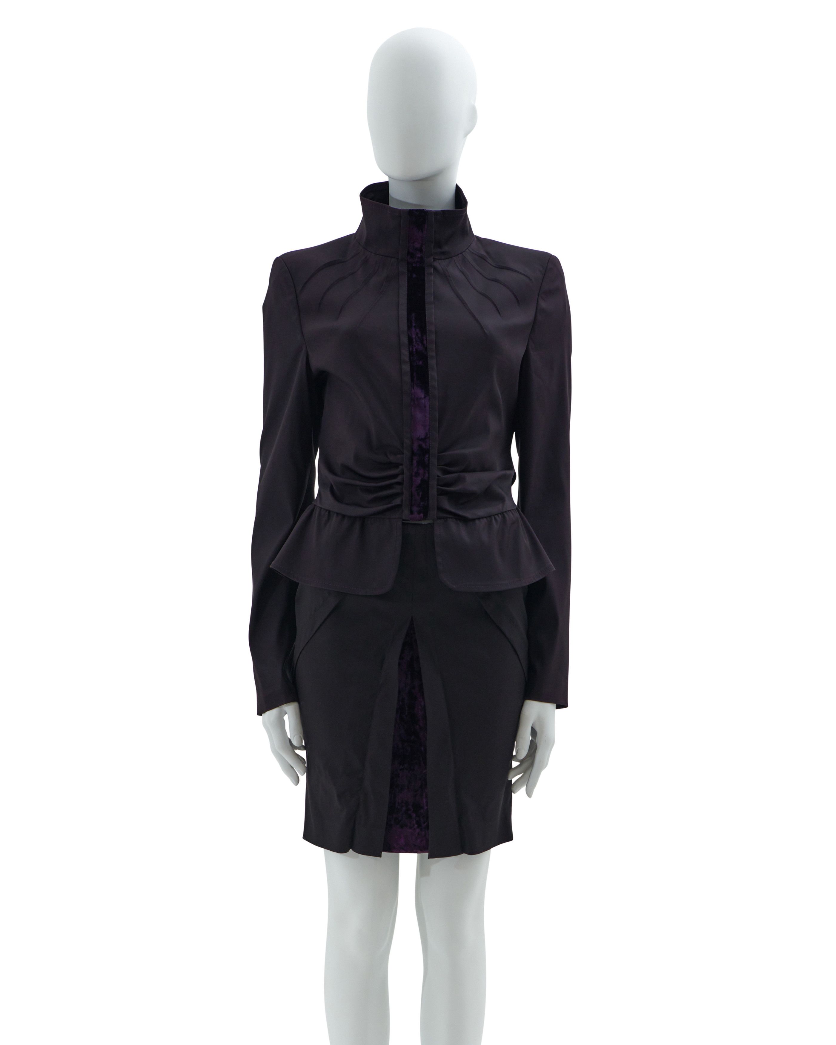 Gucci by Tom Ford F/W 2004 aubergine silk taffeta three pieces set Size S / US 4 / IT 40 - 1 Thumbnail