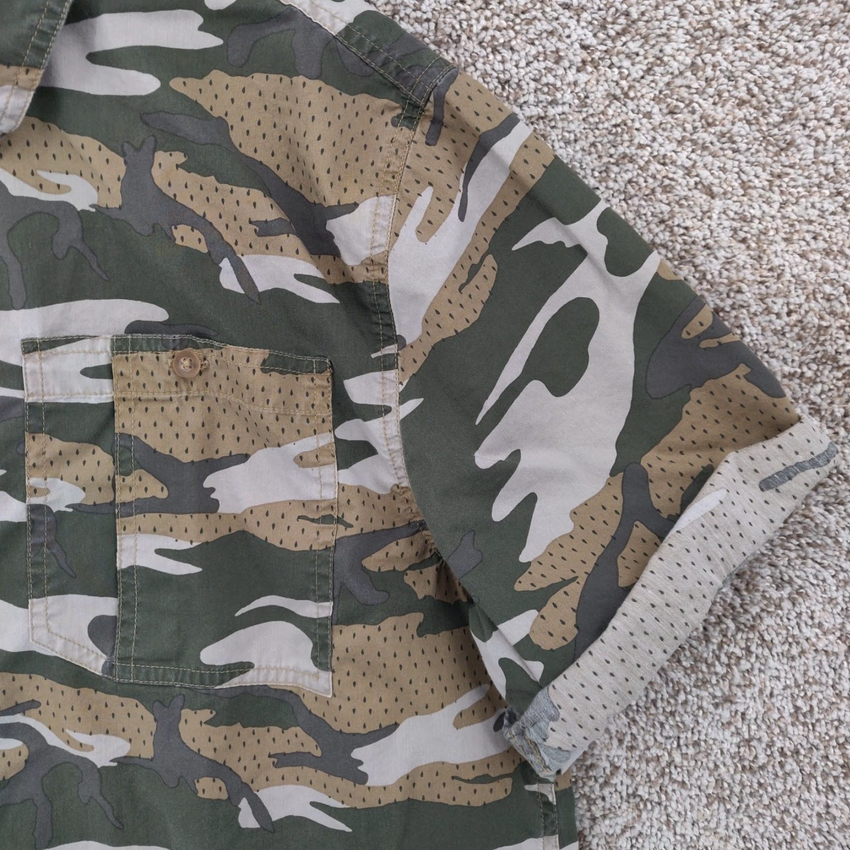 Brixton Brixton Shirt Mens M Camouflage Short Sleeve Button-Up Relaxed Fit Casual Skate Army 90s Colorful Multicolor Cotton Nylon Spandex Knit Size US M / EU 48-50 / 2 - 4 Thumbnail