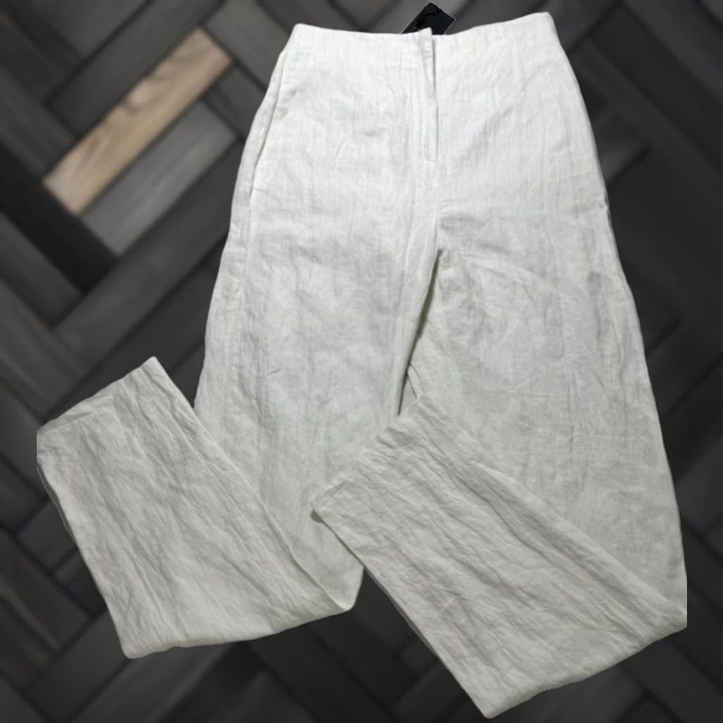 Giorgio Armani Giorgio Armani Bnwt White Linen-Blend Wide-Leg Pants 42 Women Pants Size 28" / US 6 / IT 42 - 1 Thumbnail
