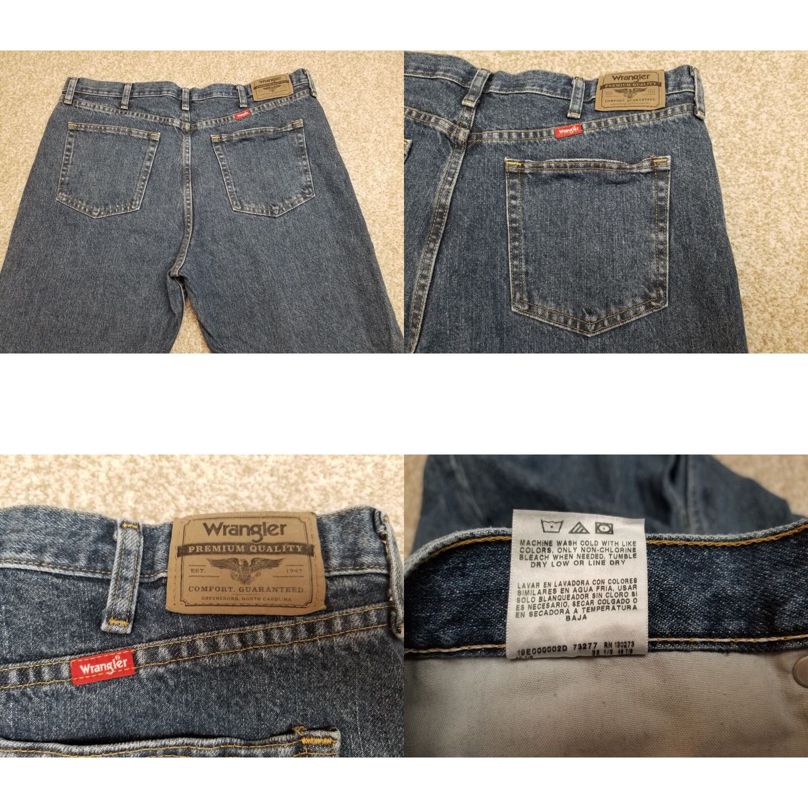 Wrangler Wrangler Jeans Men 38x32 Blue Straight Leg Regular Fit Western Denim Work Pants Size US 38 / EU 54 - 8 Thumbnail