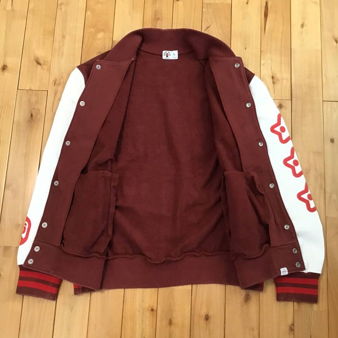 Bape × Nigo BAPE Milo logo sweat varsity jacket dark red a bathing ape Size US L / EU 52-54 / 3 - 6 Thumbnail