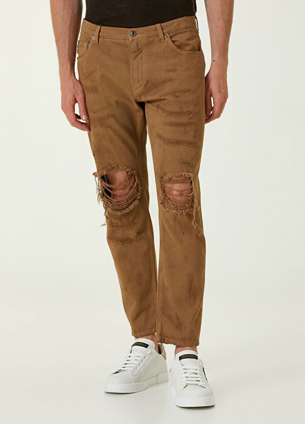 Dolce & Gabbana o1y0125 Logo Print Jeans in Brown Size US 30 / EU 46 - 2 Thumbnail